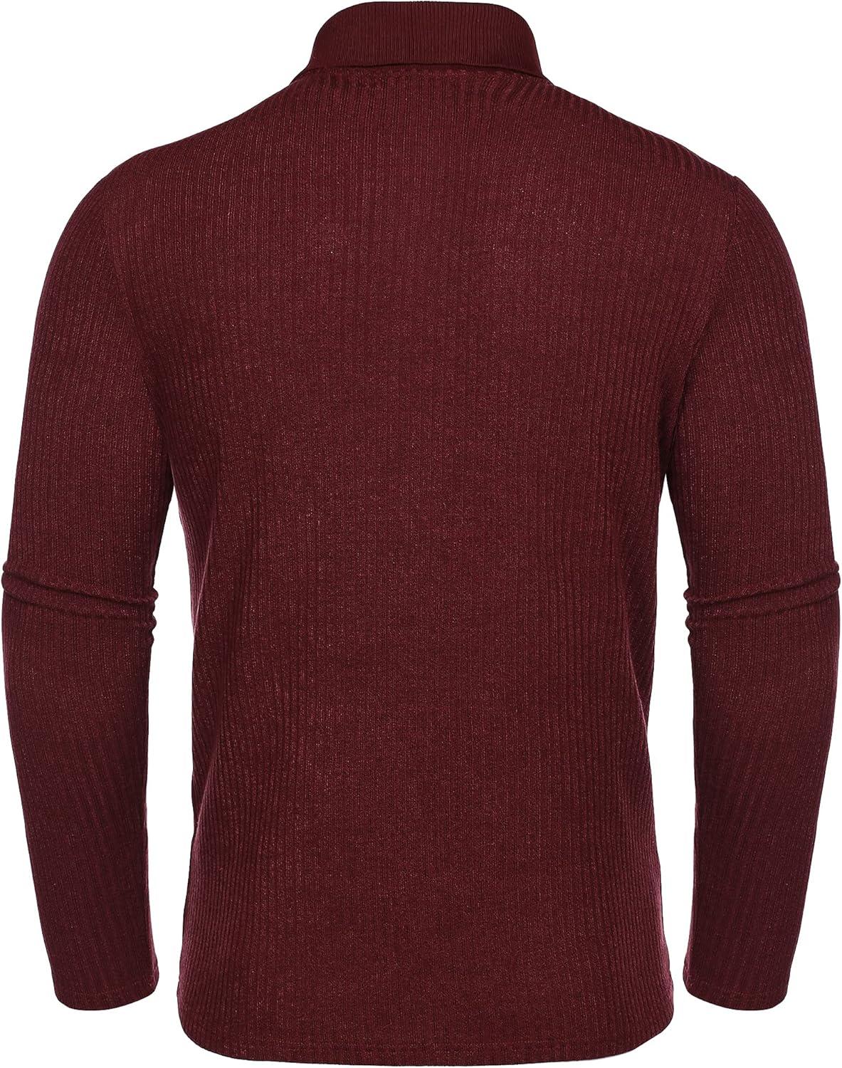 imageCOOFANDY Mens Casual Polo Shirts Long Sleeve Textured Knit Tee Shirt Wrok TshirtsWine Red