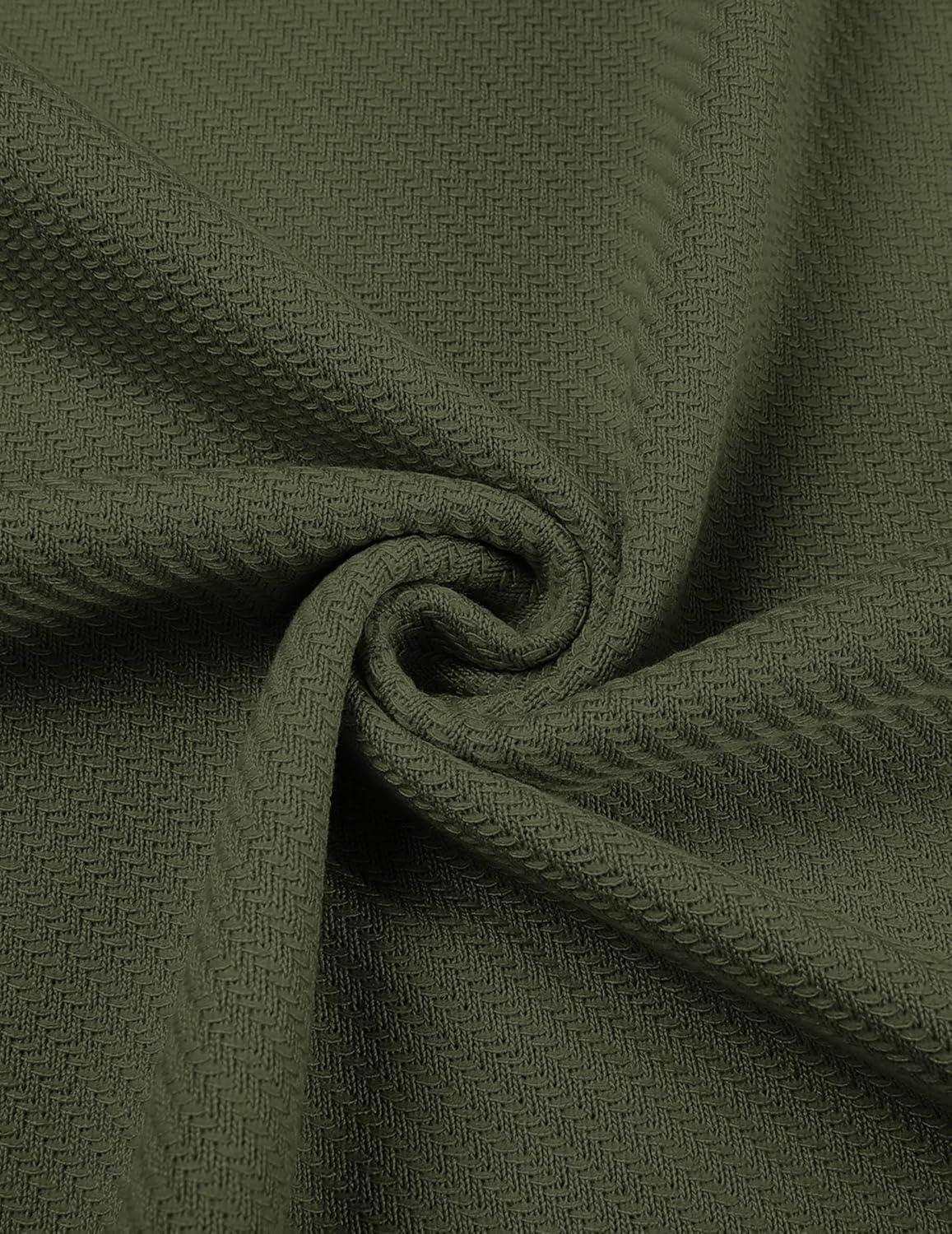 imageCOOFANDY Mens Casual Quarter Zipper Knit Polo Shirts Short Sleeve Summer Beach Shirt Textured Jersey TopsArmy Green