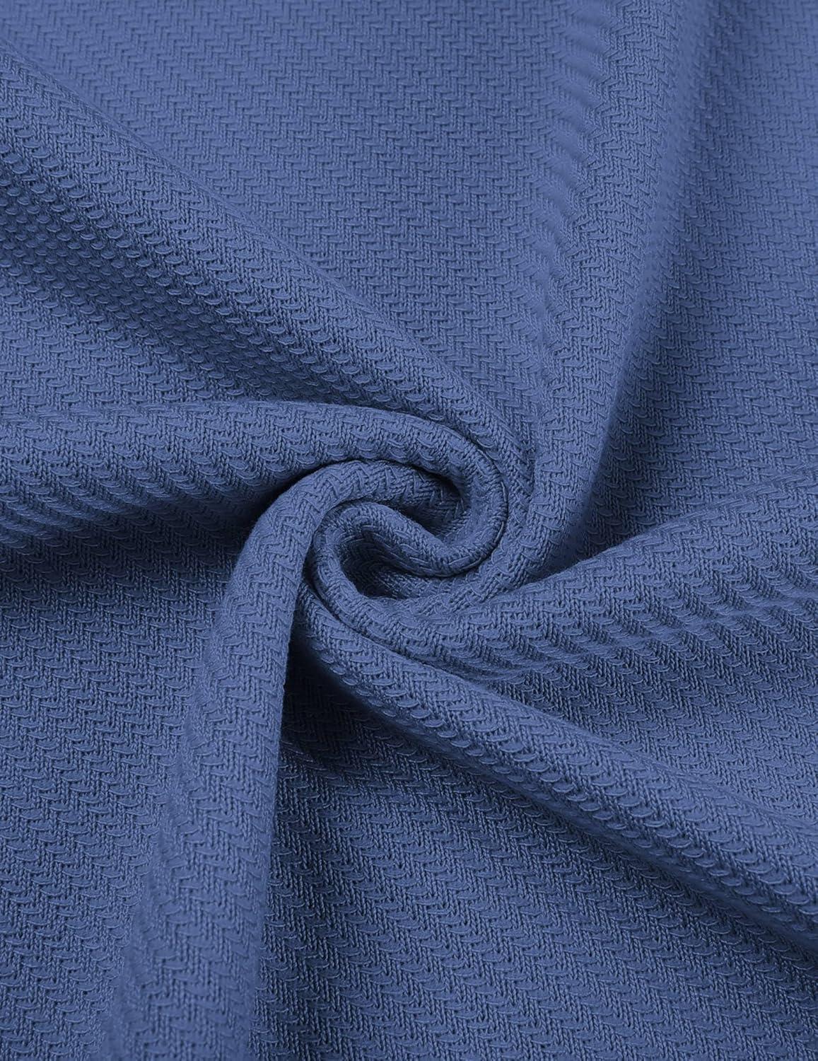 imageCOOFANDY Mens Casual Quarter Zipper Knit Polo Shirts Short Sleeve Summer Beach Shirt Textured Jersey TopsDenim Blue