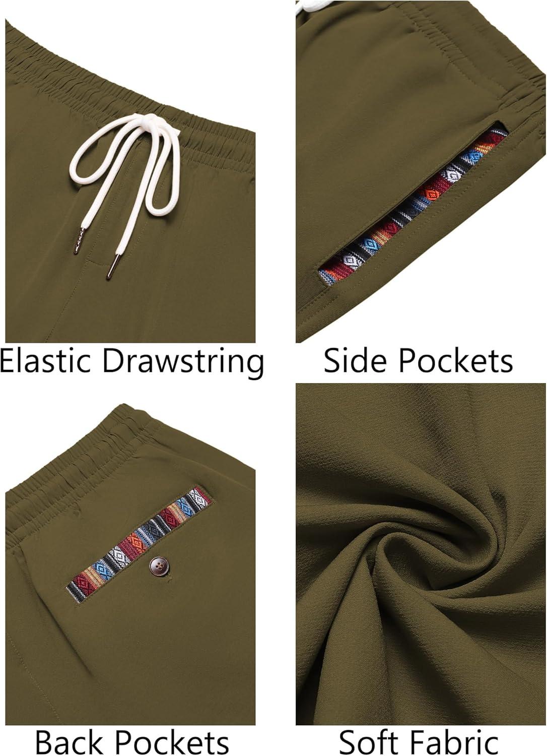 imageCOOFANDY Mens Casual Shorts 5quot Elastic Drawstring Shorts Summer Beach Athletic ShortsArmy Green