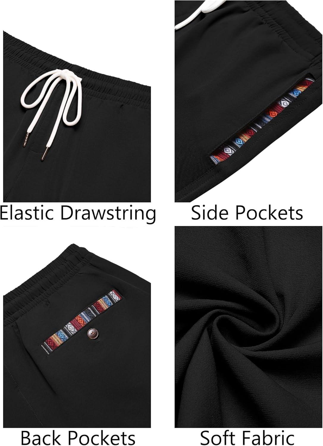 imageCOOFANDY Mens Casual Shorts 5quot Elastic Drawstring Shorts Summer Beach Athletic ShortsBlack