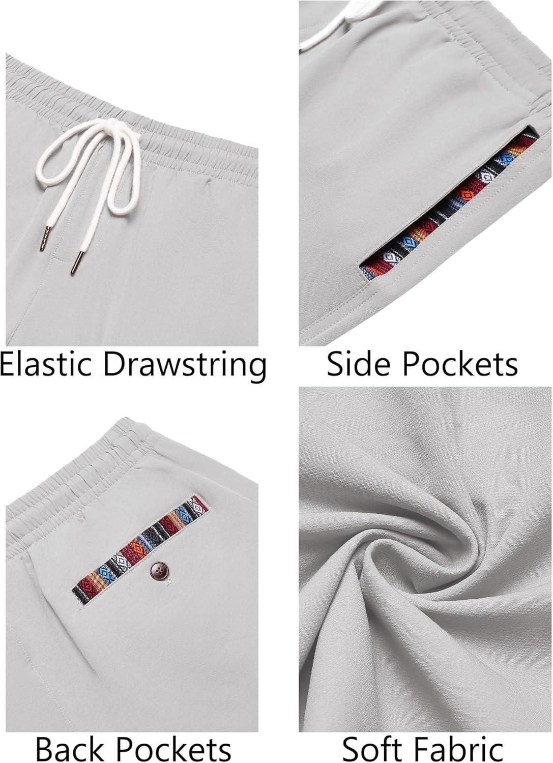 imageCOOFANDY Mens Casual Shorts 5quot Elastic Drawstring Shorts Summer Beach Athletic ShortsLight Grey
