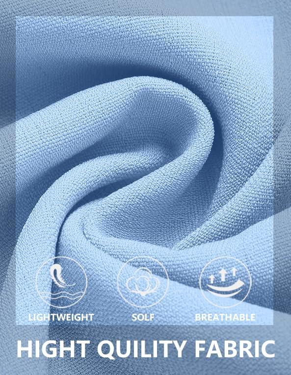 imageCOOFANDY Mens Casual Shorts 7 inch Elastic Waist Drawstring Lightweight Summer Beach Shorts with PocketsLight Blue