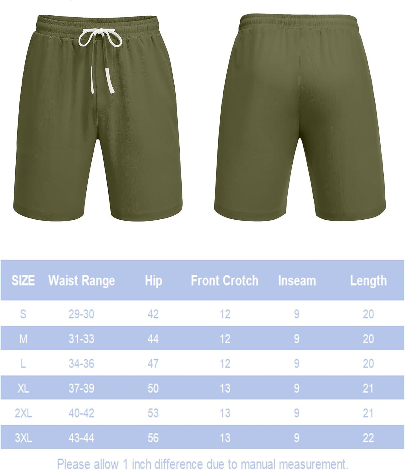 imageCOOFANDY Mens Casual Shorts Drawstring Summer Beach Shorts Lightweight Elastic Waist Vacation Short with PocketsArmy Green