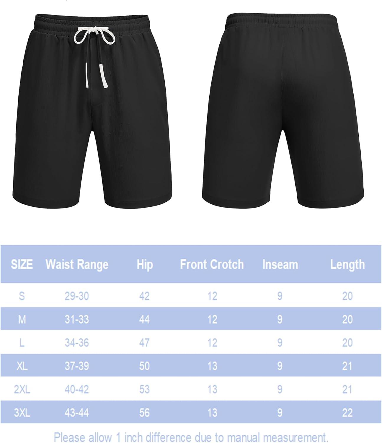 imageCOOFANDY Mens Casual Shorts Drawstring Summer Beach Shorts Lightweight Elastic Waist Vacation Short with PocketsBlack