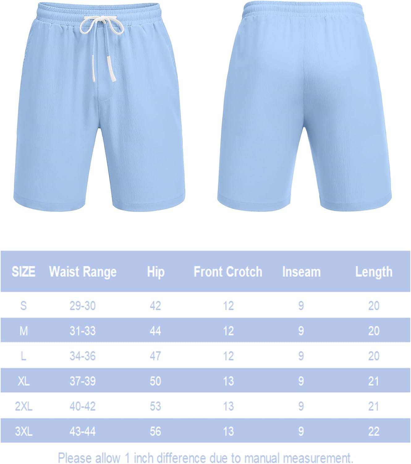 imageCOOFANDY Mens Casual Shorts Drawstring Summer Beach Shorts Lightweight Elastic Waist Vacation Short with PocketsBlue