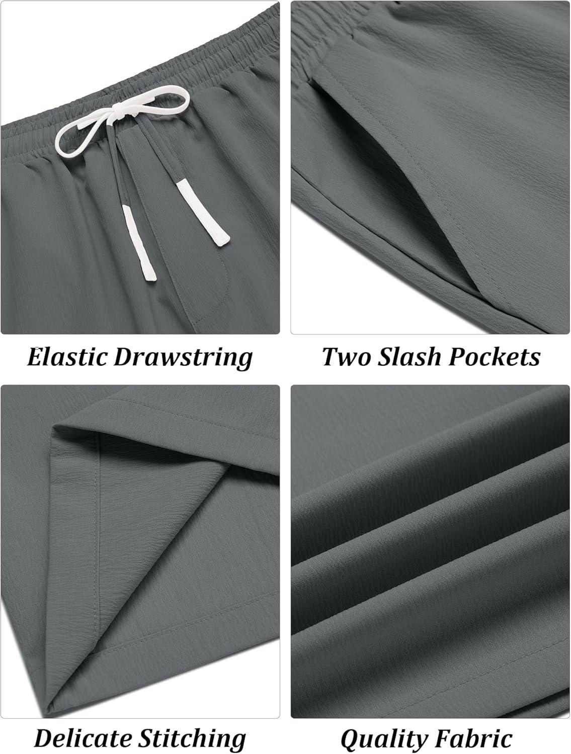 imageCOOFANDY Mens Casual Shorts Drawstring Summer Beach Shorts Lightweight Elastic Waist Vacation Short with PocketsDark Gray