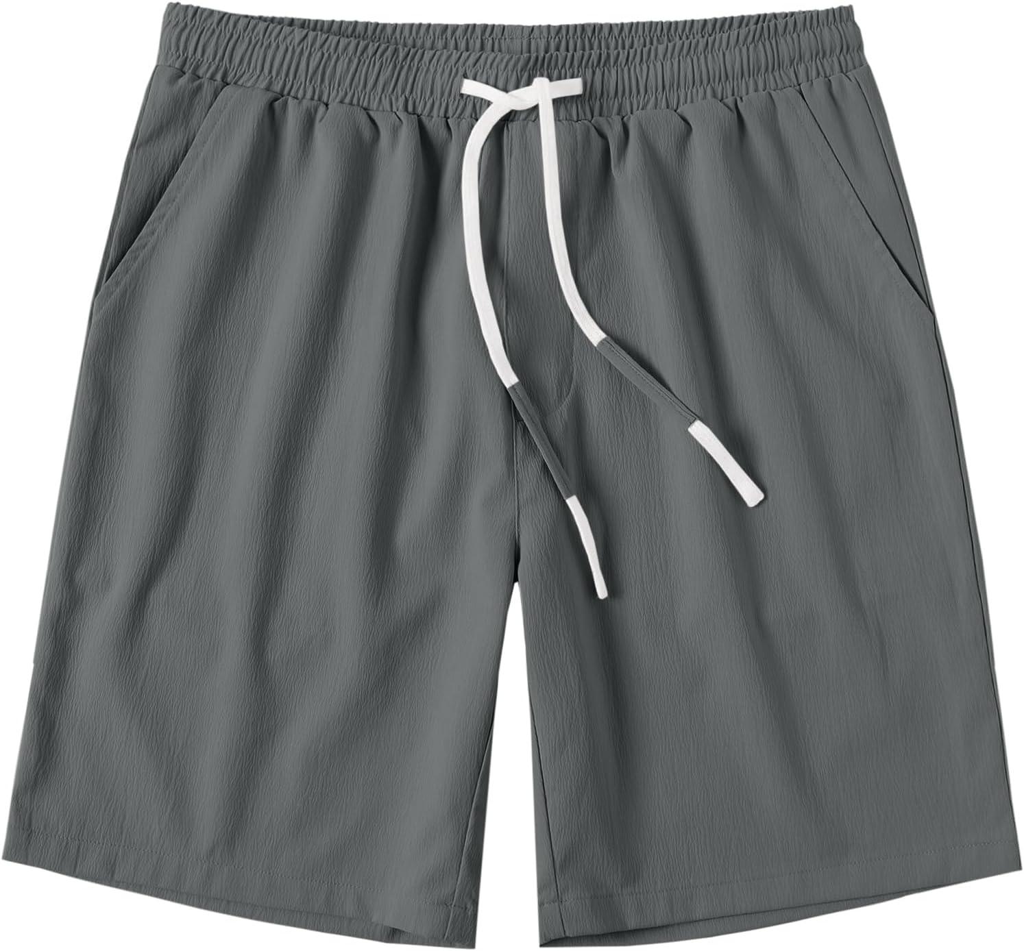imageCOOFANDY Mens Casual Shorts Drawstring Summer Beach Shorts Lightweight Elastic Waist Vacation Short with PocketsDark Gray
