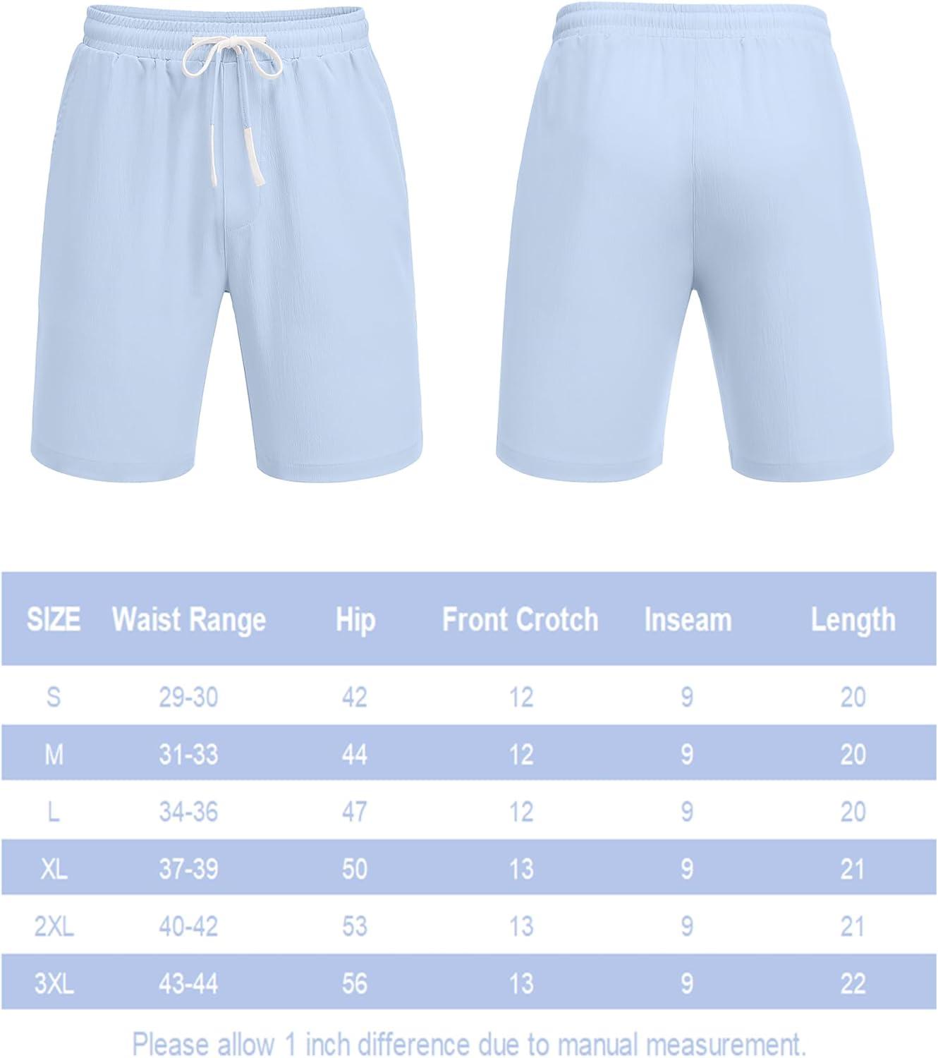 imageCOOFANDY Mens Casual Shorts Drawstring Summer Beach Shorts Lightweight Elastic Waist Vacation Short with PocketsLight Blue