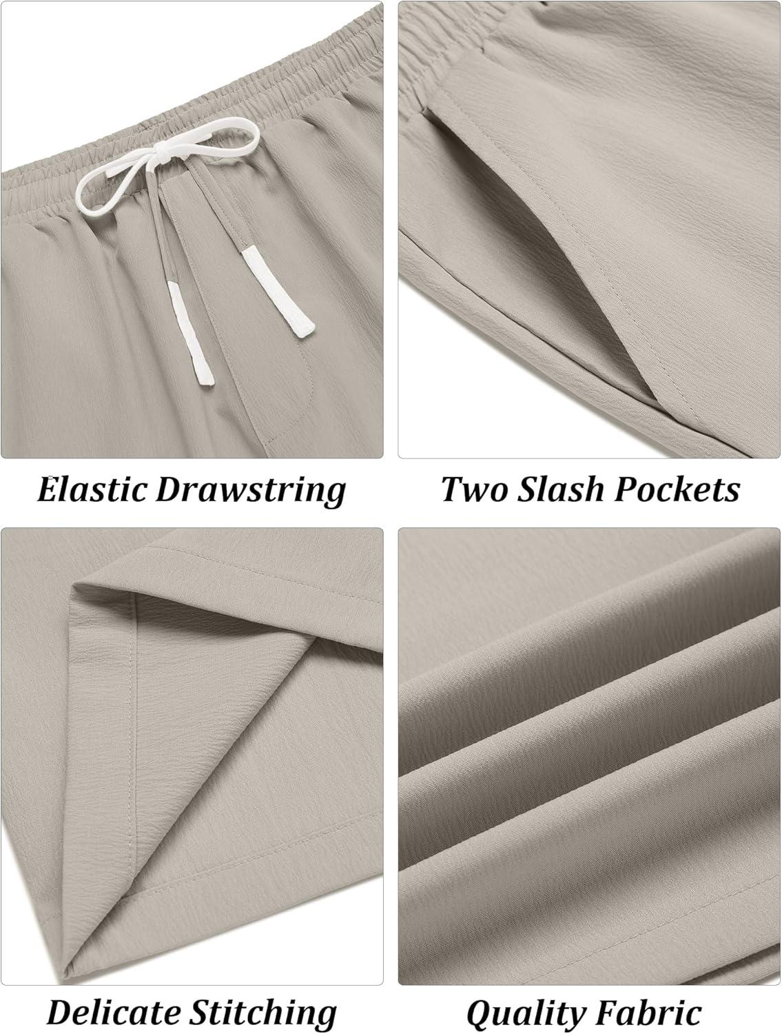 imageCOOFANDY Mens Casual Shorts Drawstring Summer Beach Shorts Lightweight Elastic Waist Vacation Short with PocketsLight Gray