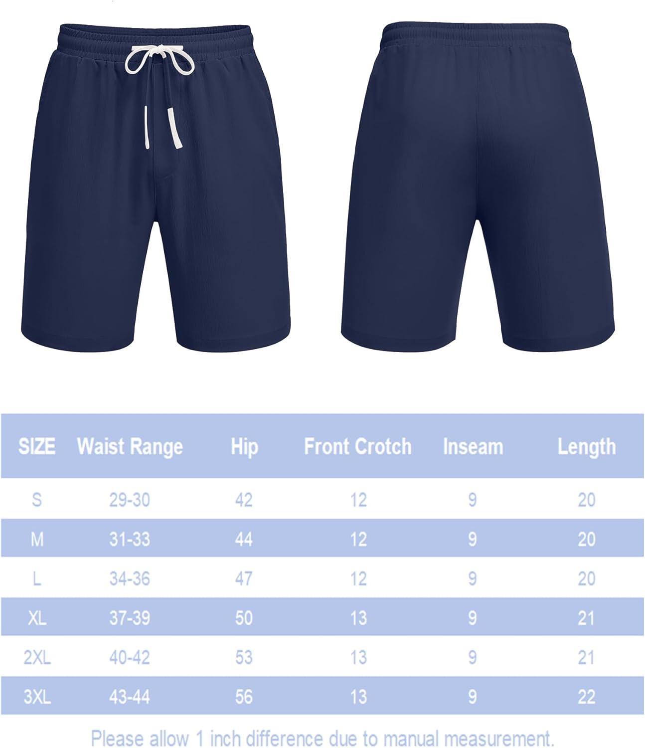 imageCOOFANDY Mens Casual Shorts Drawstring Summer Beach Shorts Lightweight Elastic Waist Vacation Short with PocketsNavy Blue