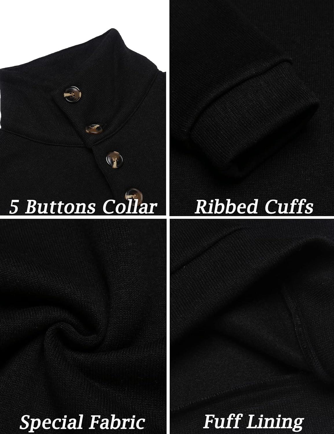 imageCOOFANDY Mens Casual Slim Fit Pullover Sweater Knitted Thermal SweatshirtBlack