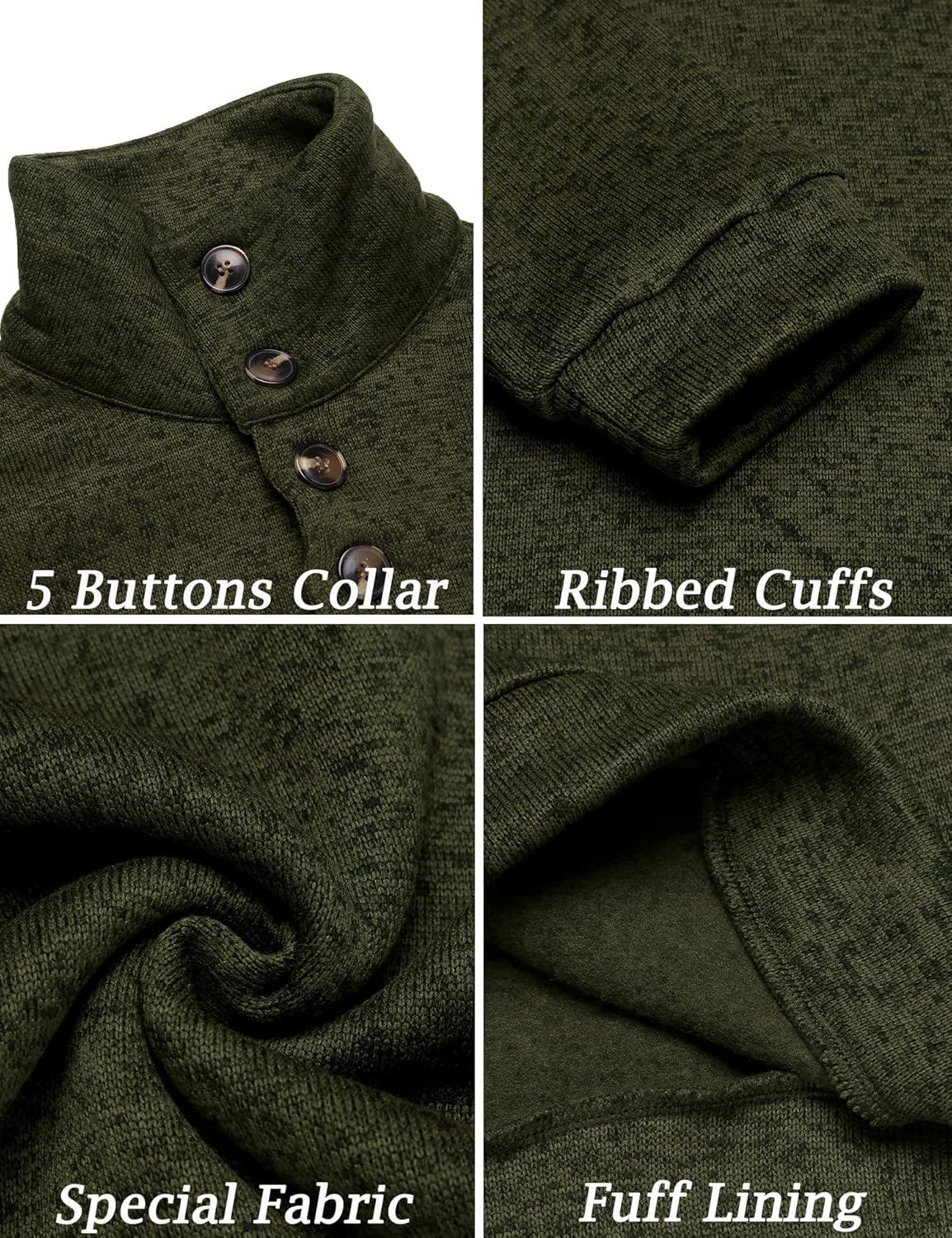 imageCOOFANDY Mens Casual Slim Fit Pullover Sweater Knitted Thermal SweatshirtGreen