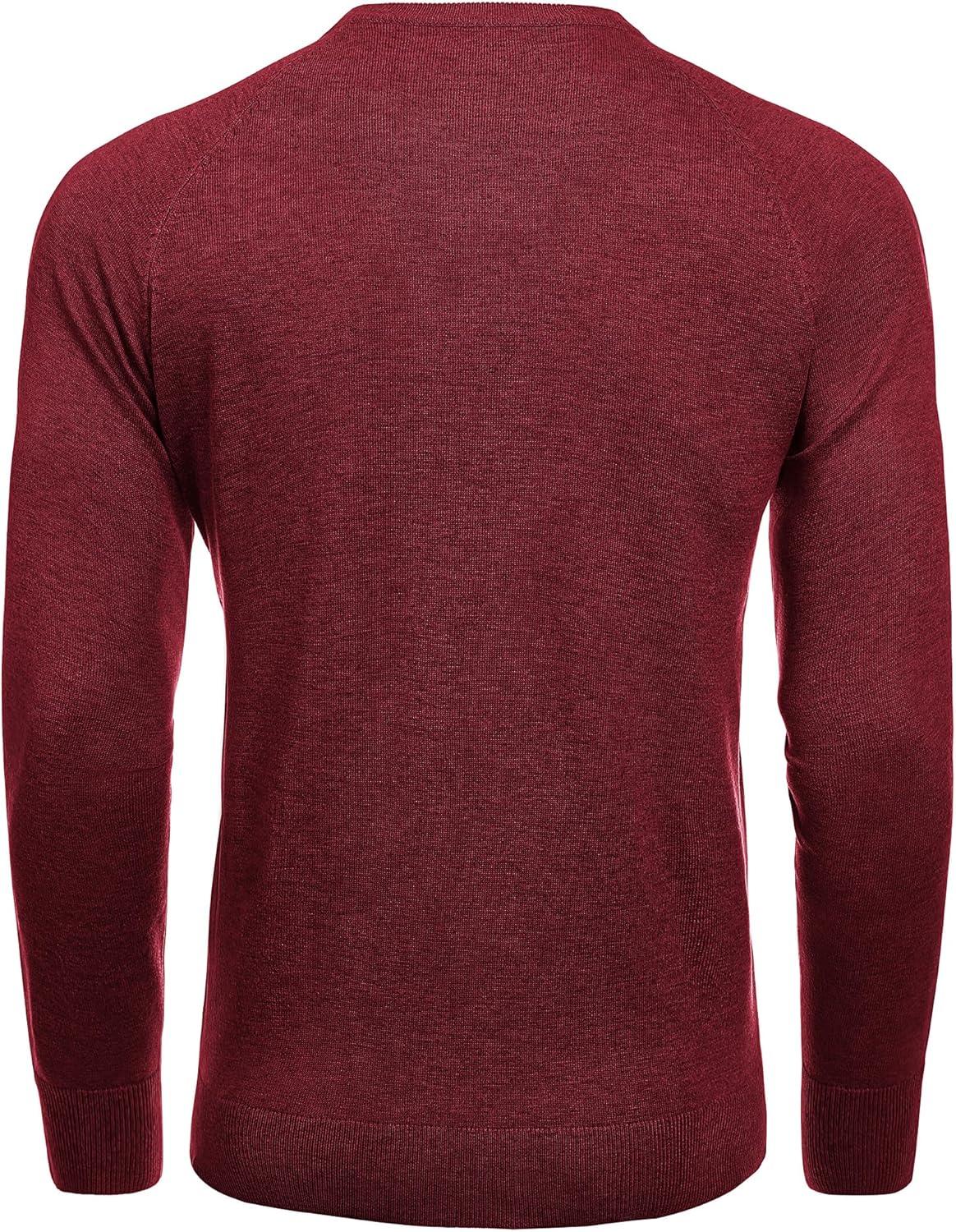 imageCOOFANDY Mens Crew Neck Sweaters Long Sleeve Lightweight Knit Dress Pullover SweatersDark Red