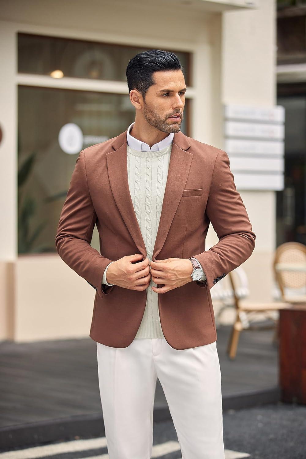 imageCOOFANDY Mens Crewneck Knit Sweater Slim Fit Lightweight Casual Twist Patterned Cable Knitted Pullover AWhite