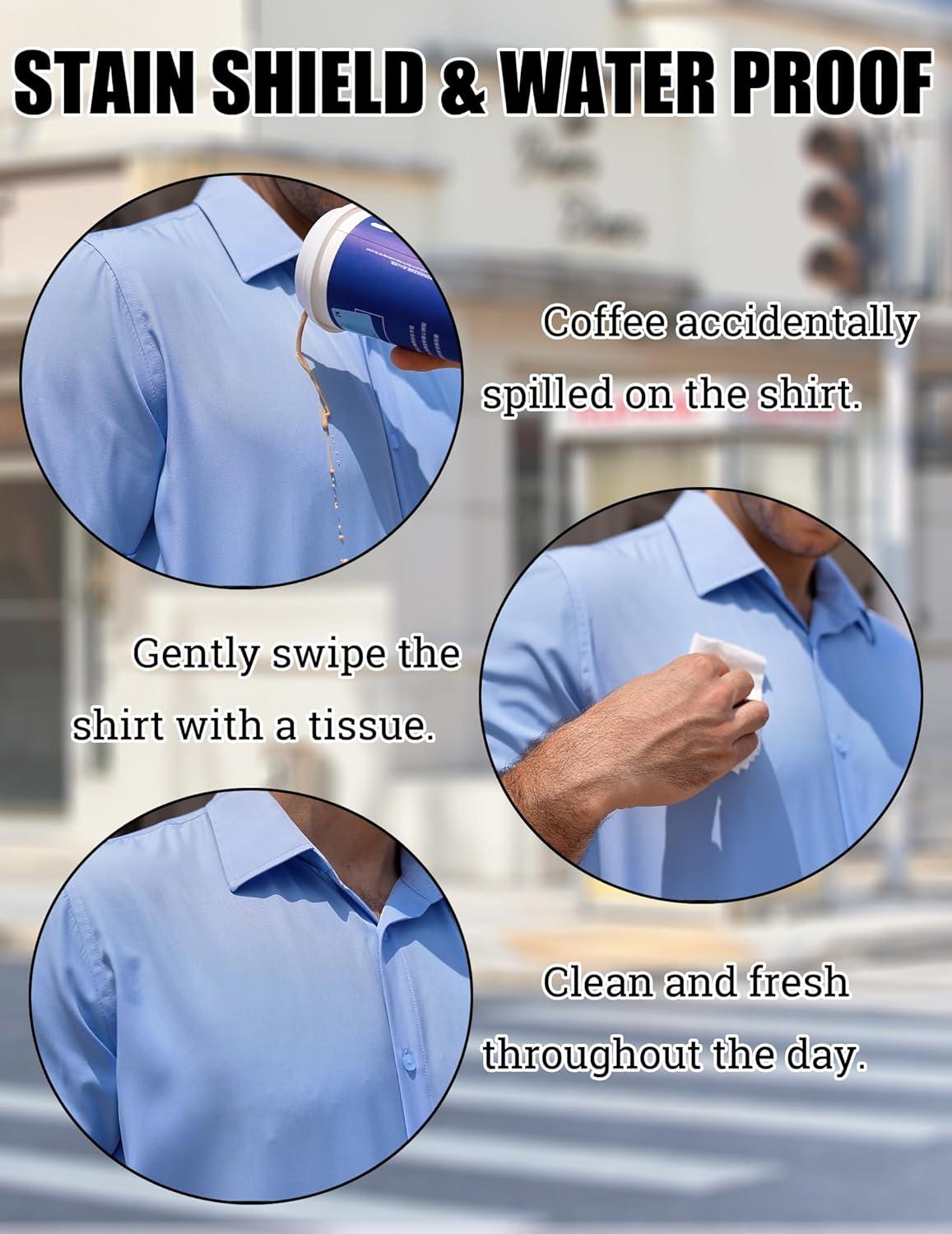 imageCOOFANDY Mens Dress Shirts Short Sleeve Regular Fit Lightweight Untucked Button Down ShirtLight Purple