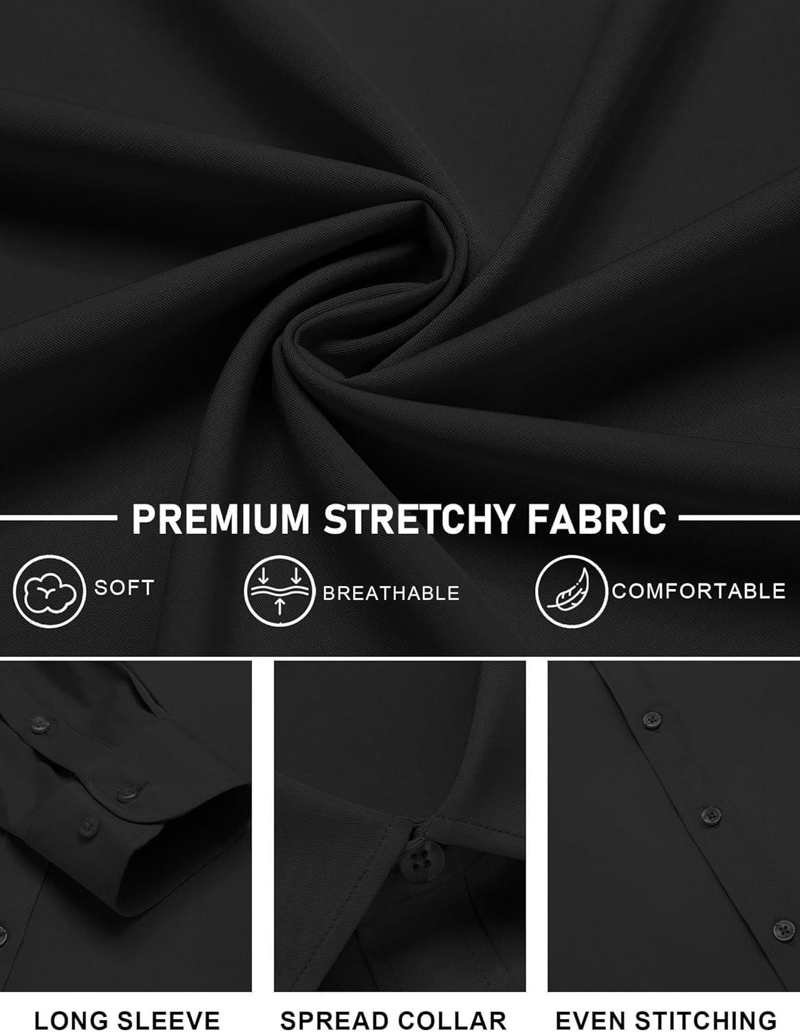 imageCOOFANDY Mens Dress Shirts Wrinkle Free Long Sleeve Button Down Shirts Formal Business ShirtA Black