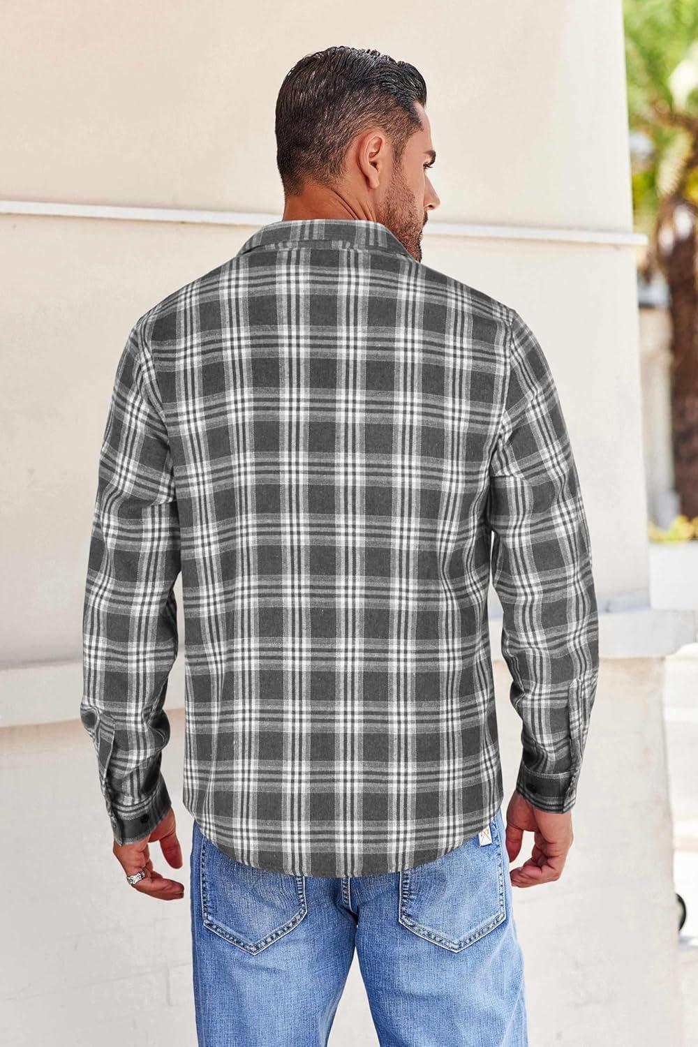 imageCOOFANDY Mens Dress Shirts Wrinkle Free Long Sleeve Button Down Shirts Formal Business ShirtDark Grey and White