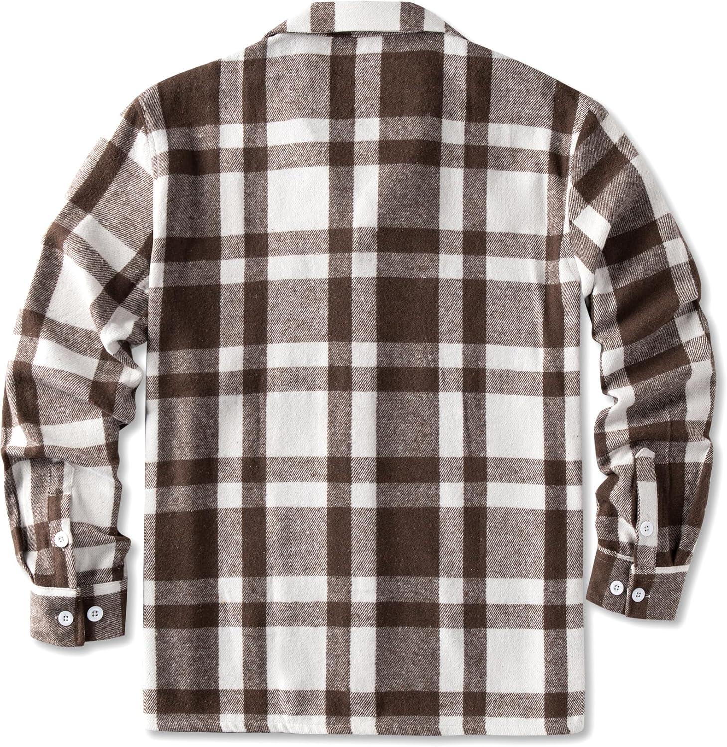 imageCOOFANDY Mens Flannel Shirts Casual Button Down Plaid Shirt Jacket Long Sleeve Fleece Shacket with PocketsCoffee