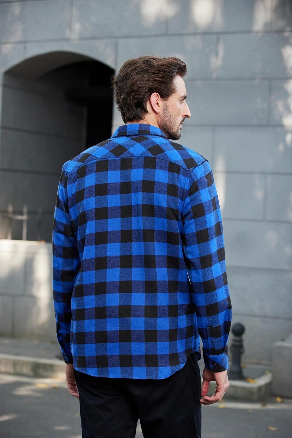 imageCOOFANDY Mens Flannel Shirts Long Sleeve Plaid Button Down Shirt Casual Cotton Shirt with Pocket