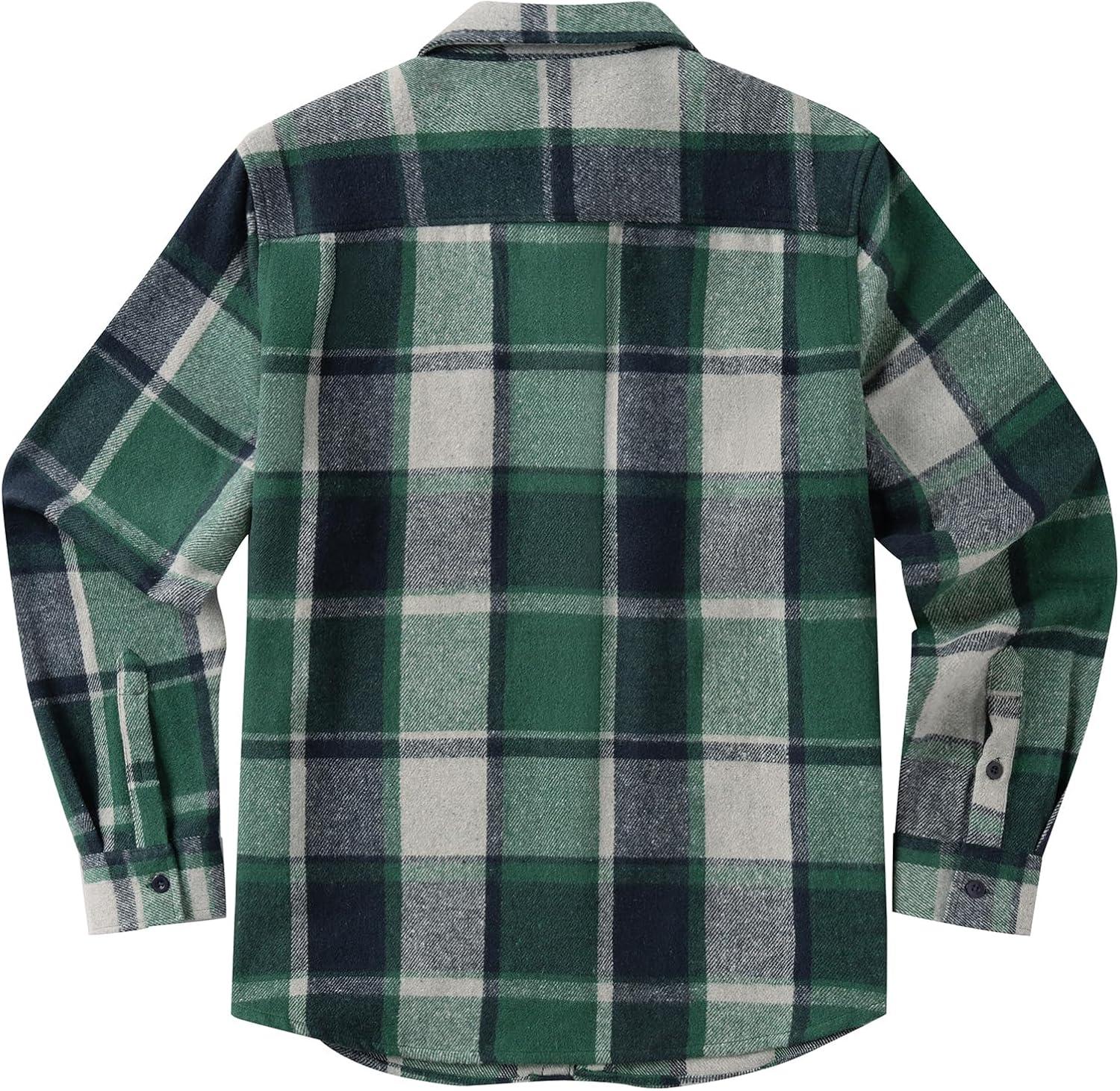 imageCOOFANDY Mens Flannel Shirts Long Sleeve Plaid Shirt Jacket Button Down Shirt with PocketsGreen