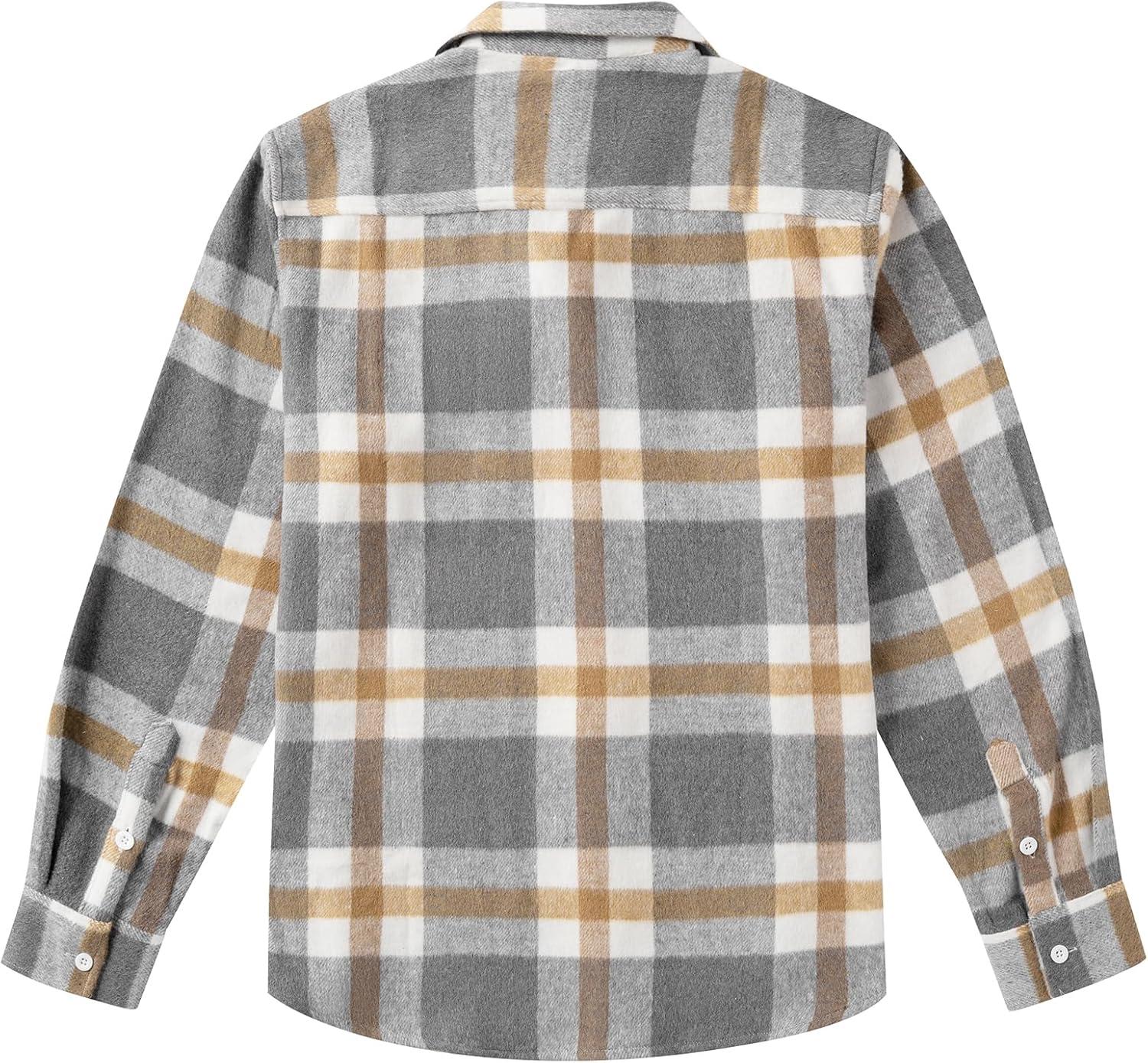 imageCOOFANDY Mens Flannel Shirts Long Sleeve Plaid Shirt Jacket Button Down Shirt with PocketsLight Khaki