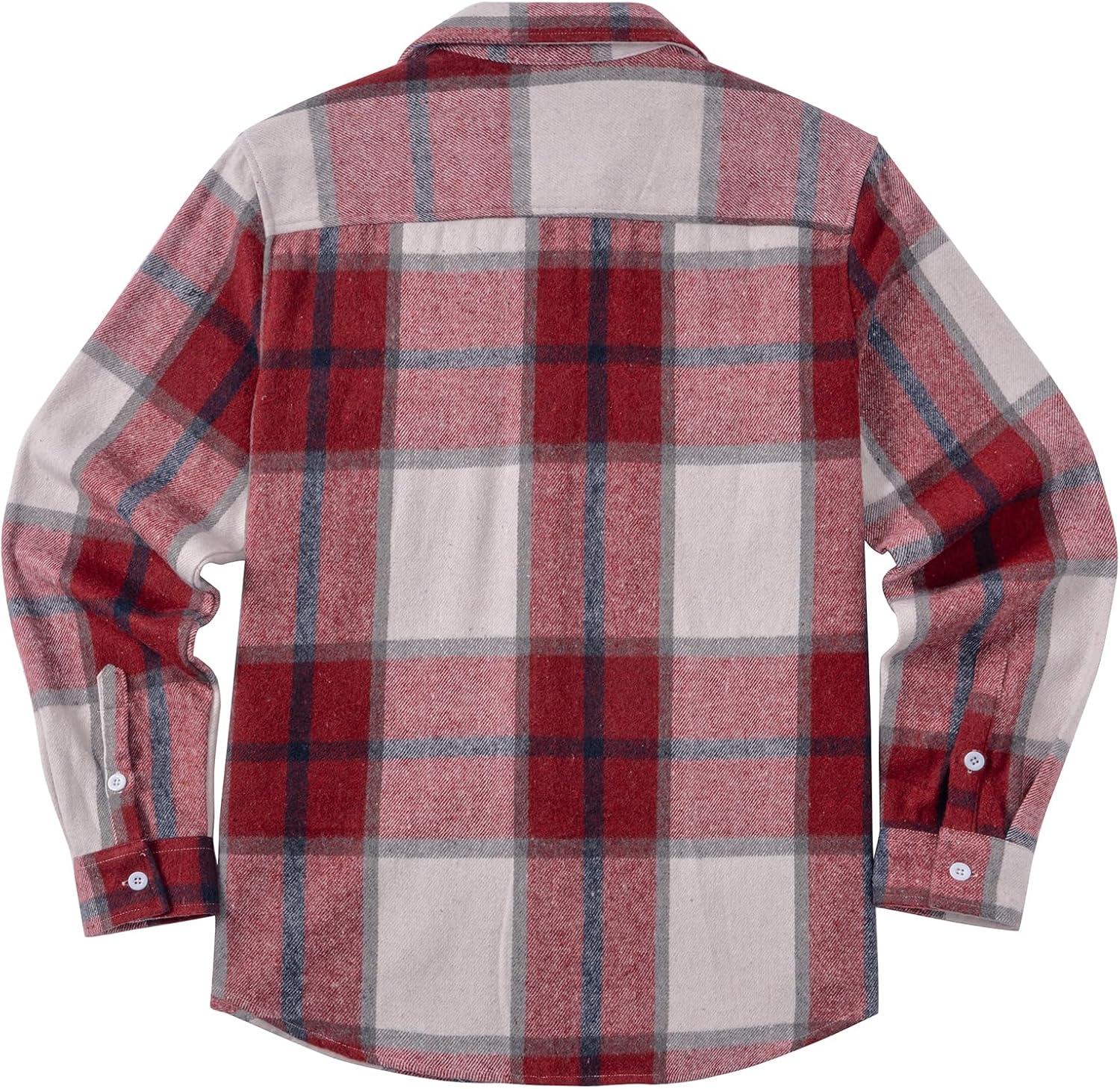 imageCOOFANDY Mens Flannel Shirts Long Sleeve Plaid Shirt Jacket Button Down Shirt with PocketsWine Red