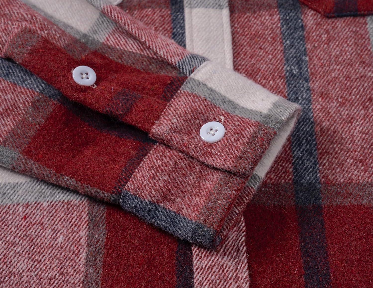 imageCOOFANDY Mens Flannel Shirts Long Sleeve Plaid Shirt Jacket Button Down Shirt with PocketsWine Red