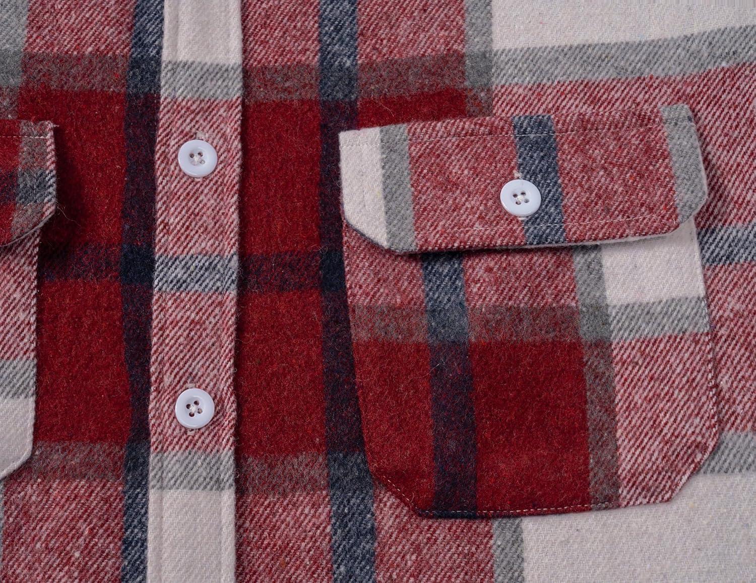 imageCOOFANDY Mens Flannel Shirts Long Sleeve Plaid Shirt Jacket Button Down Shirt with PocketsWine Red