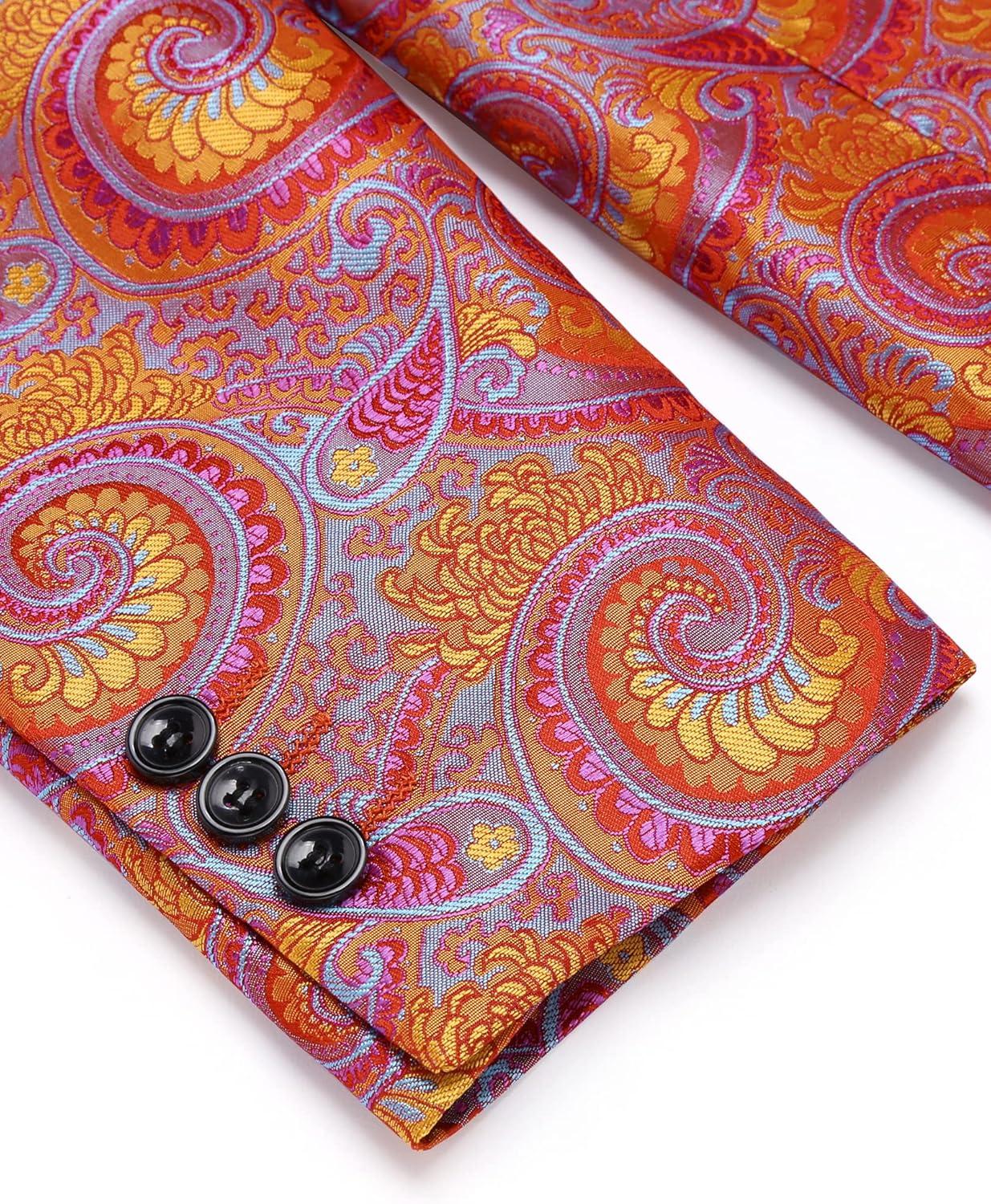 imageCOOFANDY Mens Floral Tuxedo Jacket Luxury Embroidered Wedding Blazer Dress Suit for Party DinnerRose Red