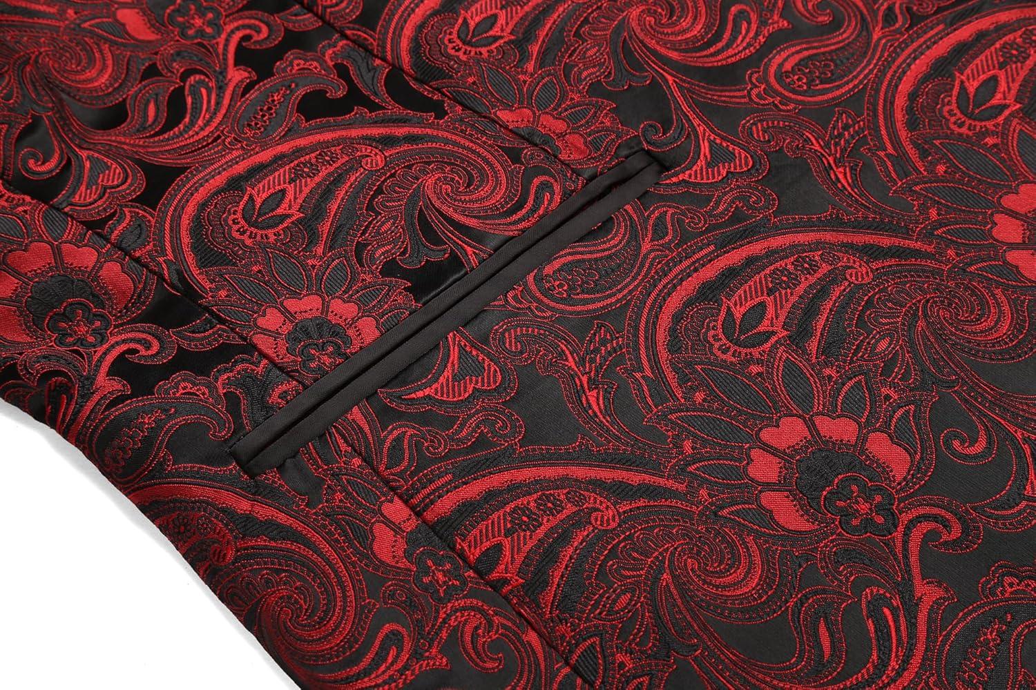 imageCOOFANDY Mens Floral Tuxedo Jacket Luxury Embroidered Wedding Blazer Dress Suit for Party DinnerWine Red