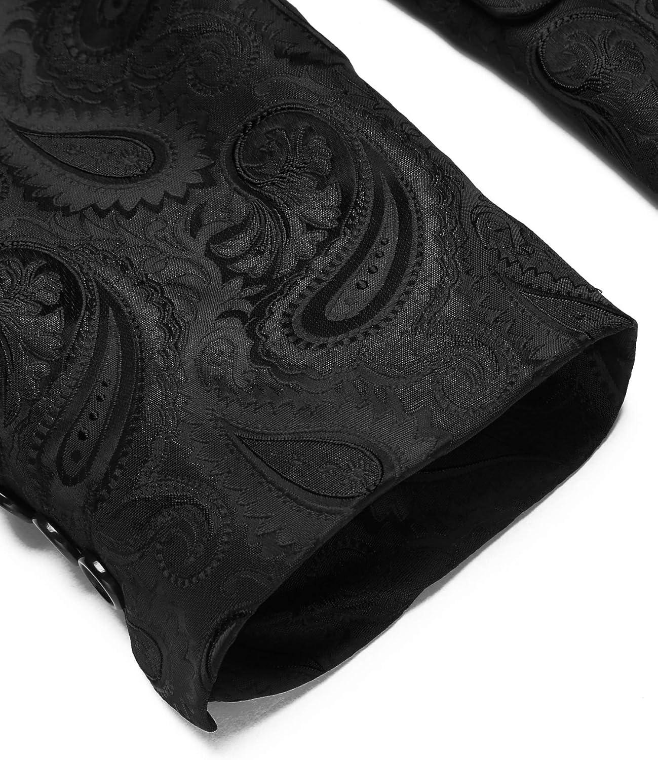 imageCOOFANDY Mens Floral Tuxedo Jacket Paisley Shawl Lapel Suit Blazer Jacket for DinnerPromWeddingBlack