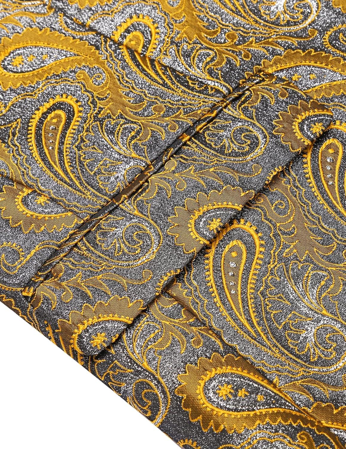 imageCOOFANDY Mens Floral Tuxedo Jacket Paisley Shawl Lapel Suit Blazer Jacket for DinnerPromWeddingGolden Yellow