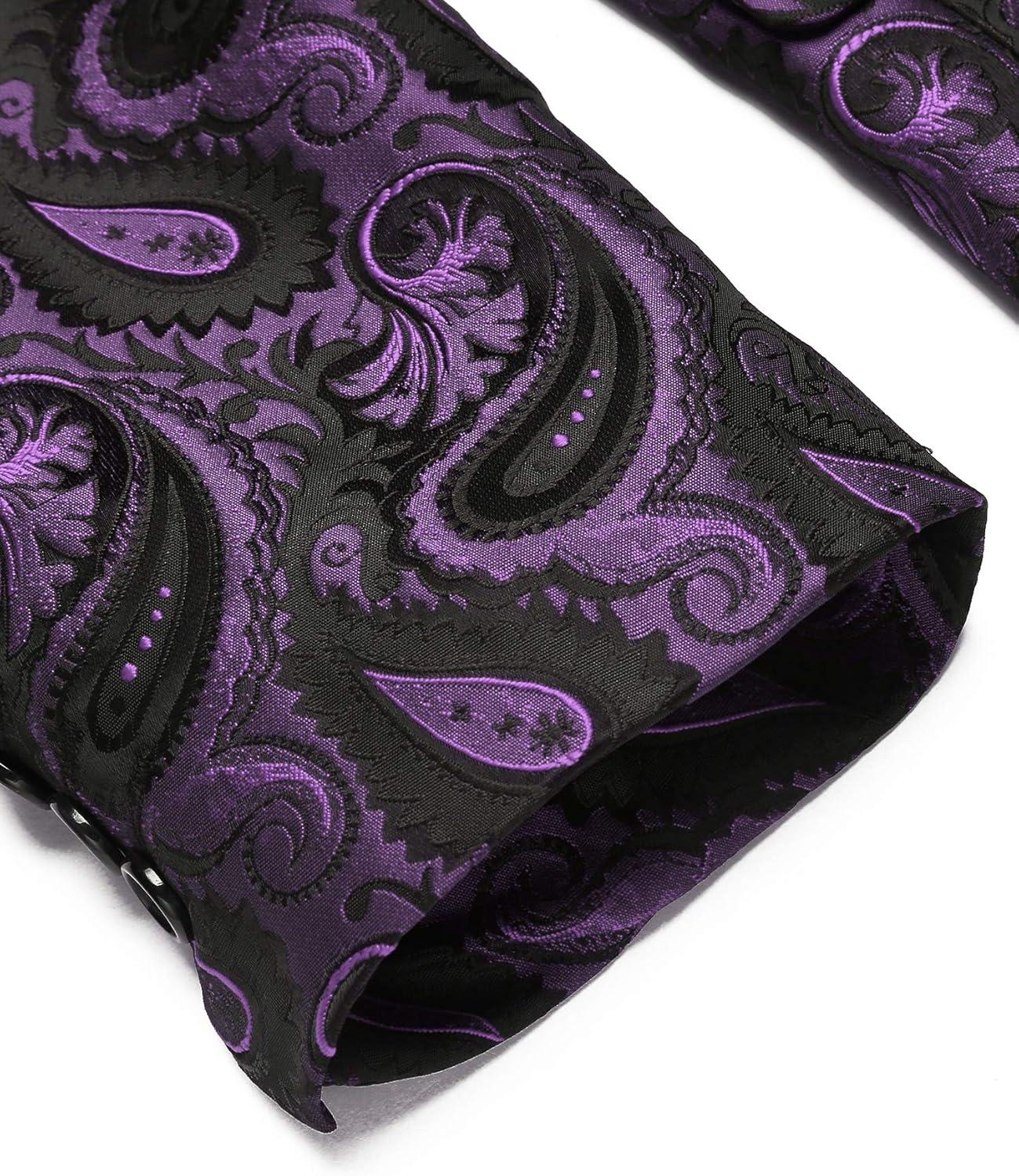 imageCOOFANDY Mens Floral Tuxedo Jacket Paisley Shawl Lapel Suit Blazer Jacket for DinnerPromWeddingPurple
