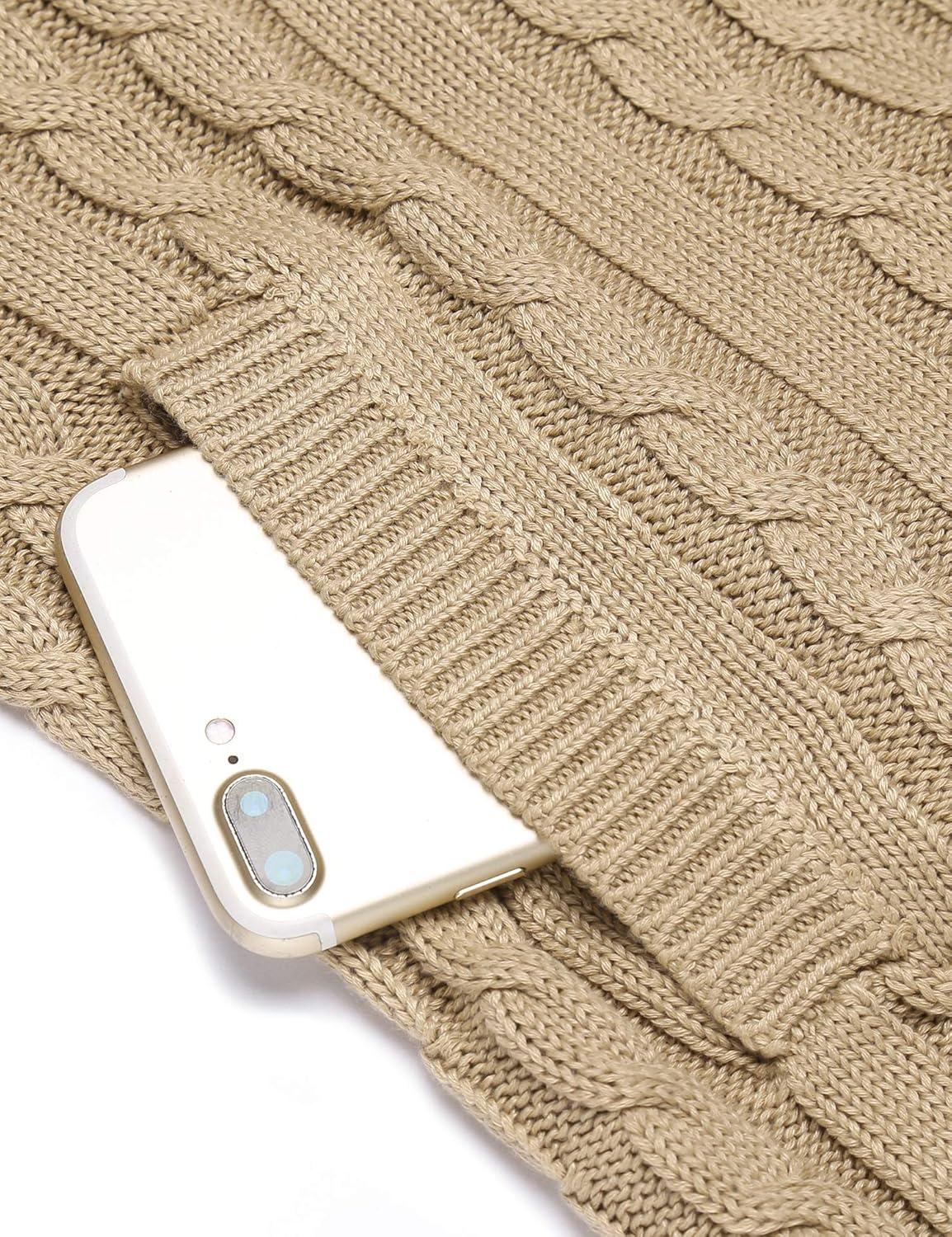 imageCOOFANDY Mens Full Zip Cardigan Sweater Slim Fit Cable Knitted Zip Up Sweater with PocketsKhaki