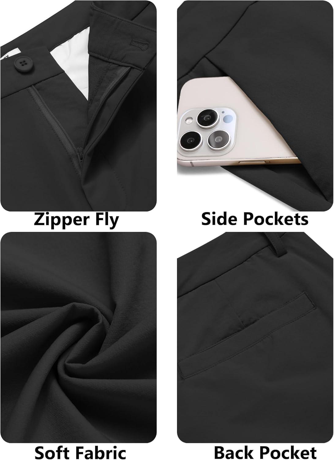 imageCOOFANDY Mens Golf Pants Stretch Work Dress Pants Quick Dry Lightweight Pants Casual Slim Fit Slacks with PocketsBlack