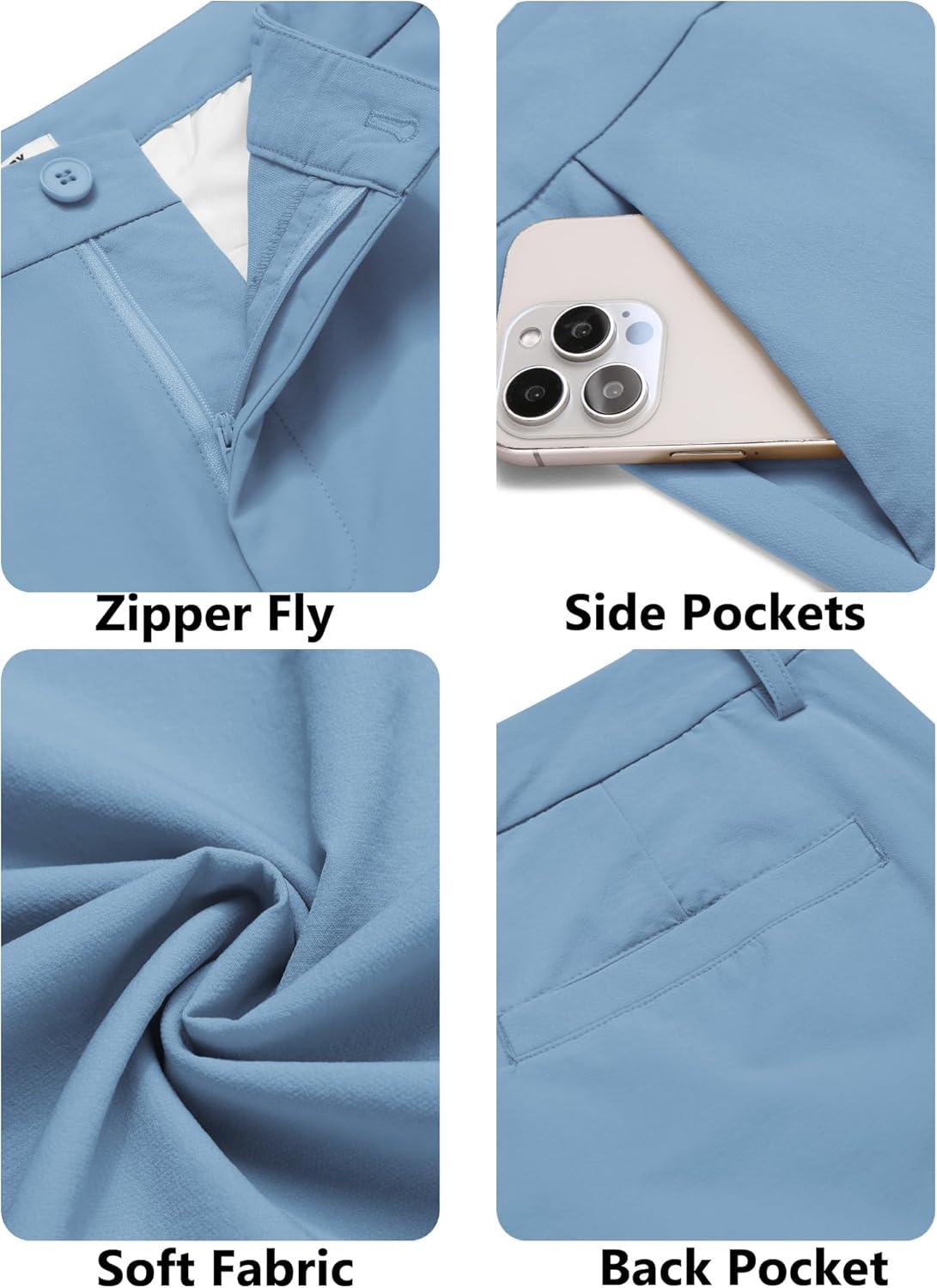 imageCOOFANDY Mens Golf Pants Stretch Work Dress Pants Quick Dry Lightweight Pants Casual Slim Fit Slacks with PocketsLight Blue