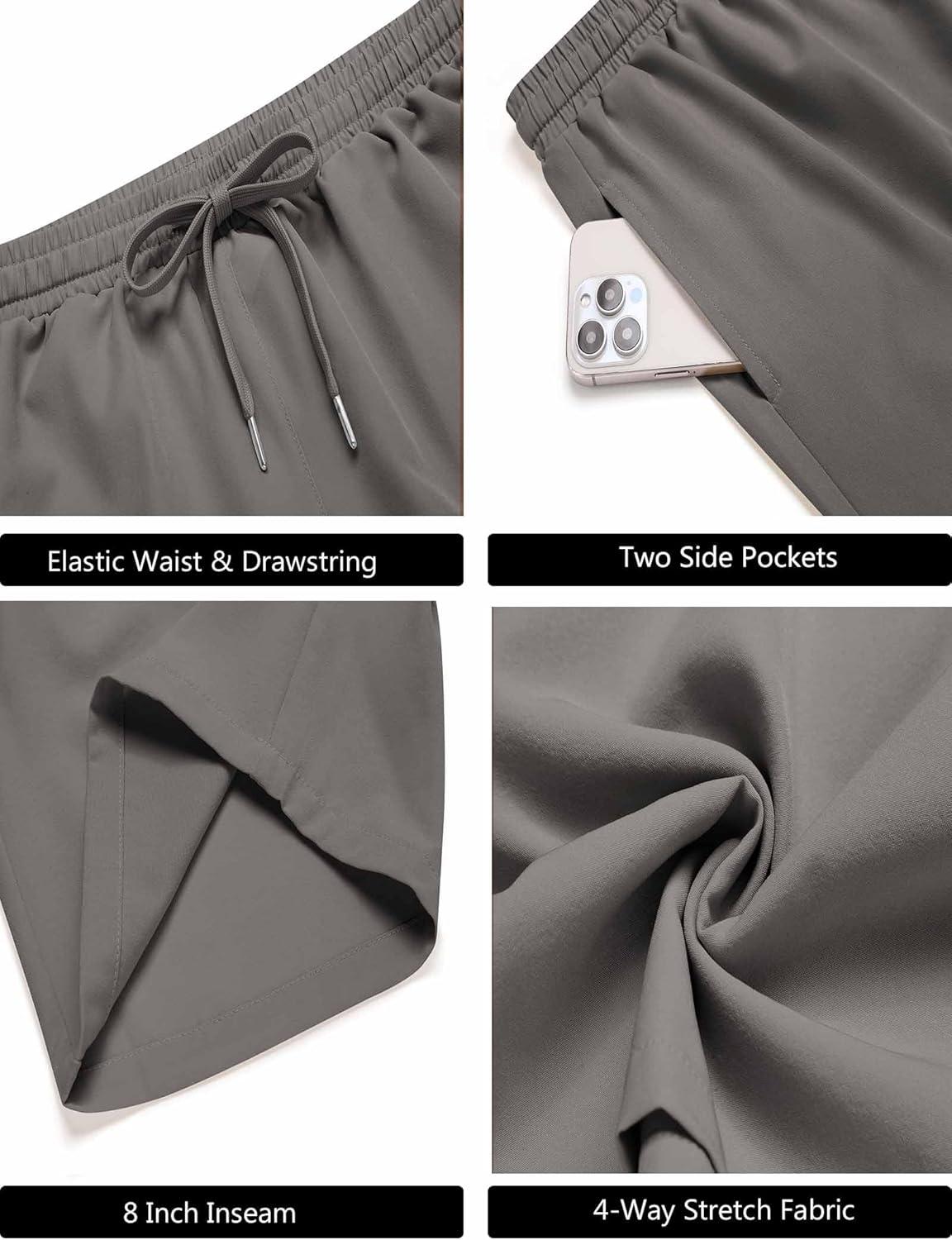 imageCOOFANDY Mens Gym Workout Shorts 8 Inch Quick Dry Athletic Shorts Lightweight Drawstring Running ShortsDeep Grey Light Grey