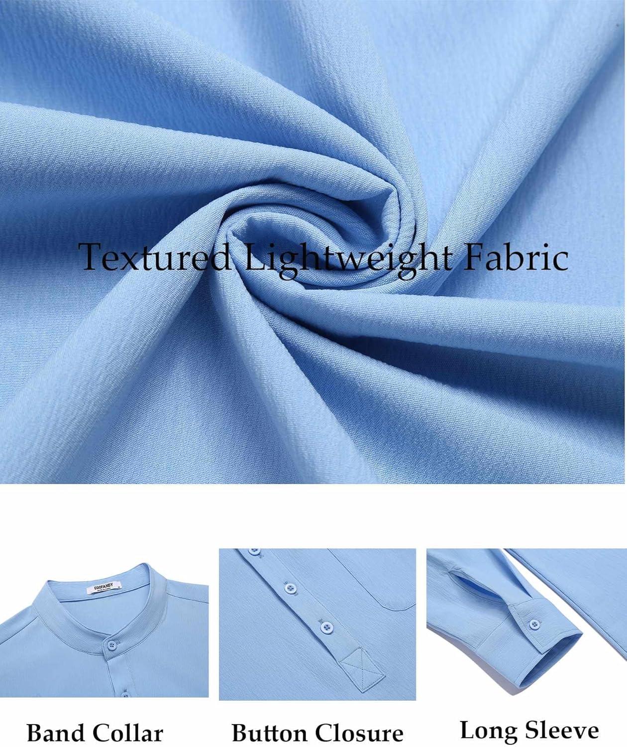 imageCOOFANDY Mens Henley Shirt Long Sleeve Lightweight Casual TShirt Summer Beach Hippie Tee ShirtSky Blue