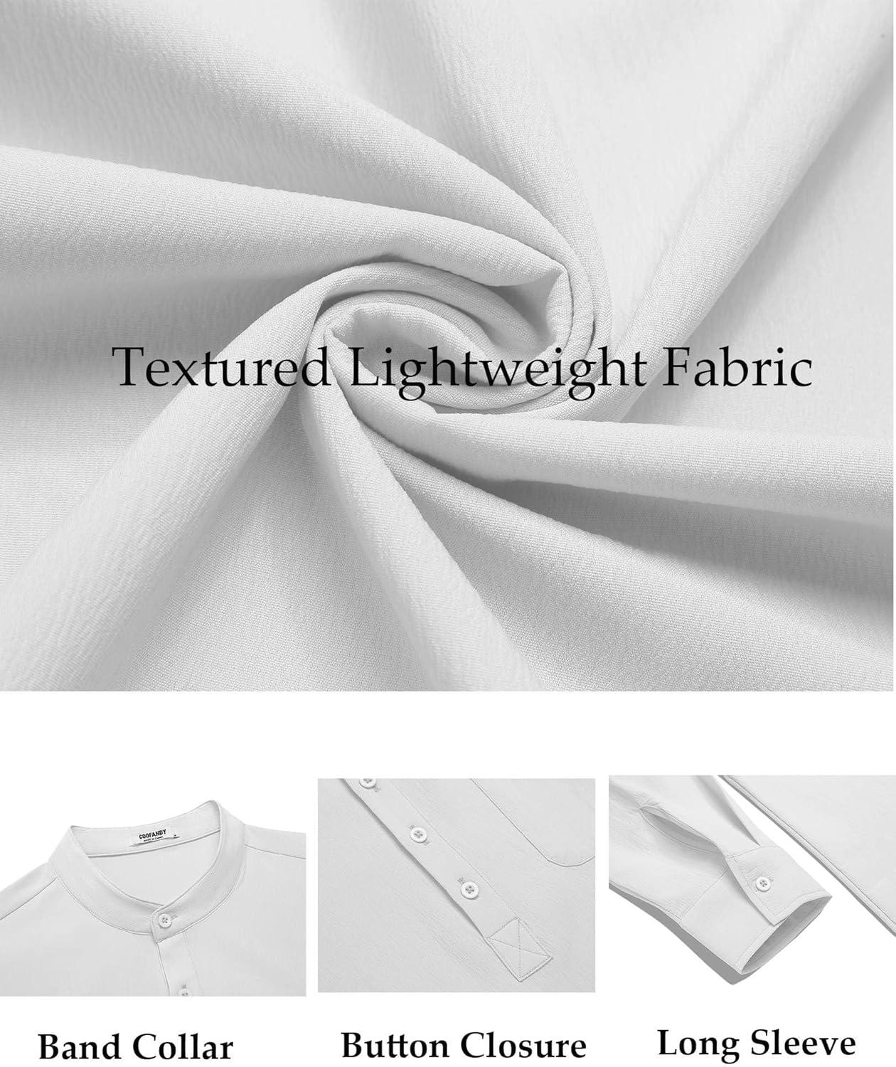 imageCOOFANDY Mens Henley Shirt Long Sleeve Lightweight Casual TShirt Summer Beach Hippie Tee ShirtWhite