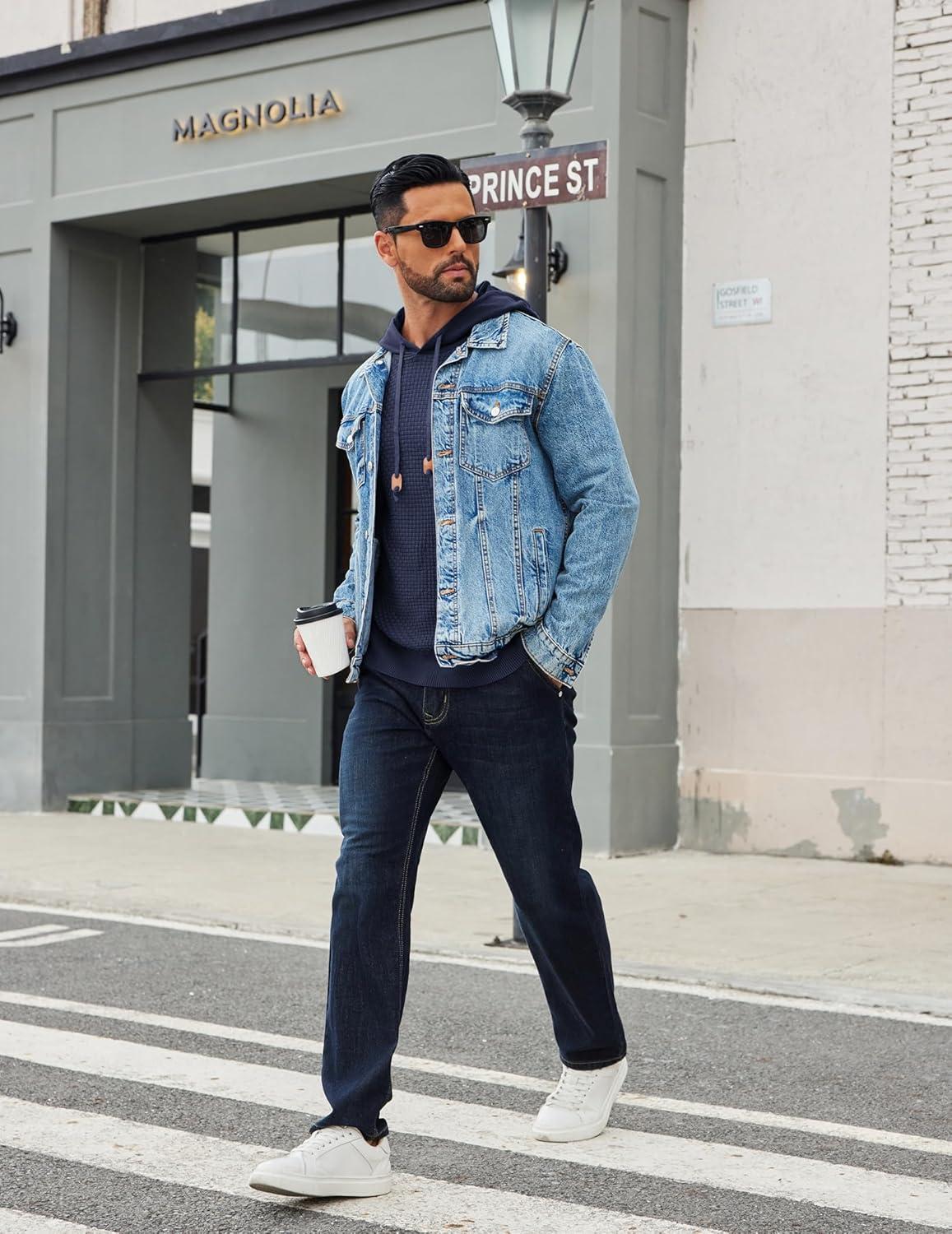 imageCOOFANDY Mens Hooded Sweatshirt Casual Long Sleeve Drawstring Waffle Knit Hoodies Slim Fit Hoodies PulloverNavy Blue