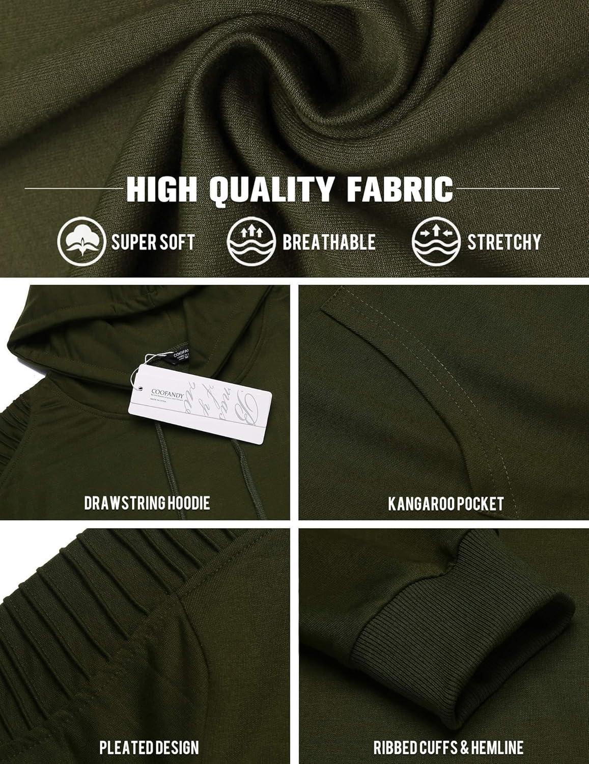 imageCOOFANDY Mens Hooded Sweatshirt Casual Long Sleeve Drawstring Waffle Knit Pullover HoodiesBarmy Green