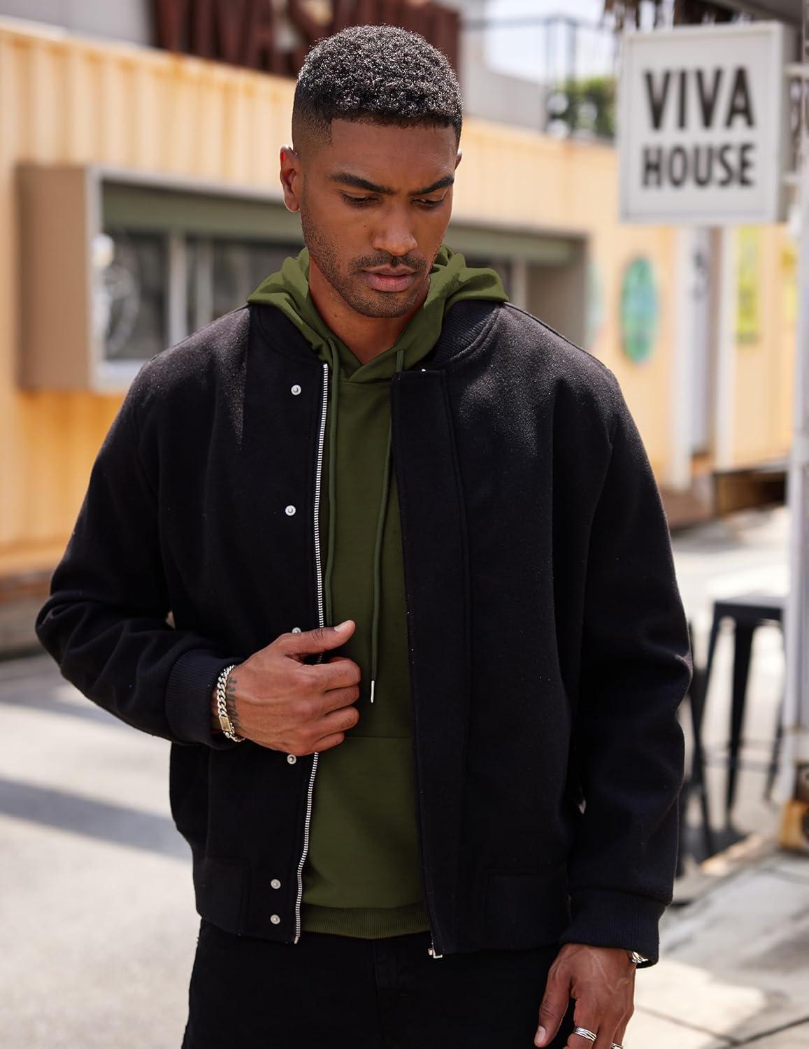 imageCOOFANDY Mens Hooded Sweatshirt Casual Long Sleeve Drawstring Waffle Knit Pullover HoodiesBarmy Green