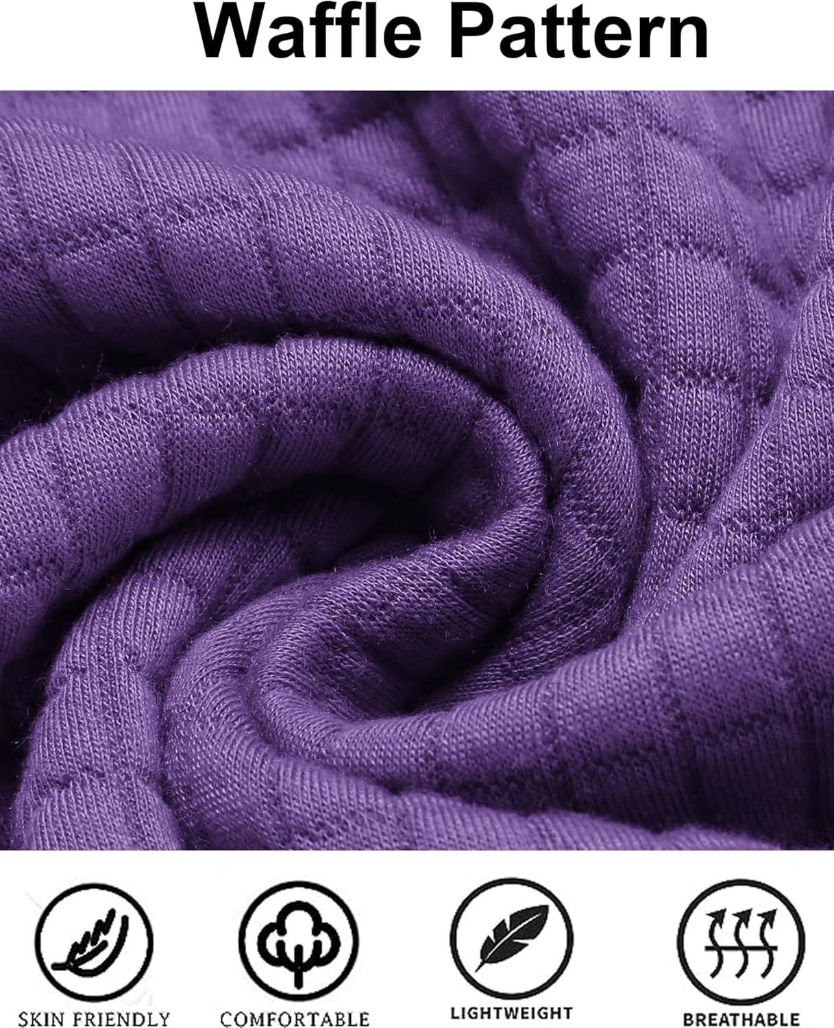 imageCOOFANDY Mens Hooded Sweatshirt Casual Long Sleeve Drawstring Waffle Knit Pullover HoodiesViolet