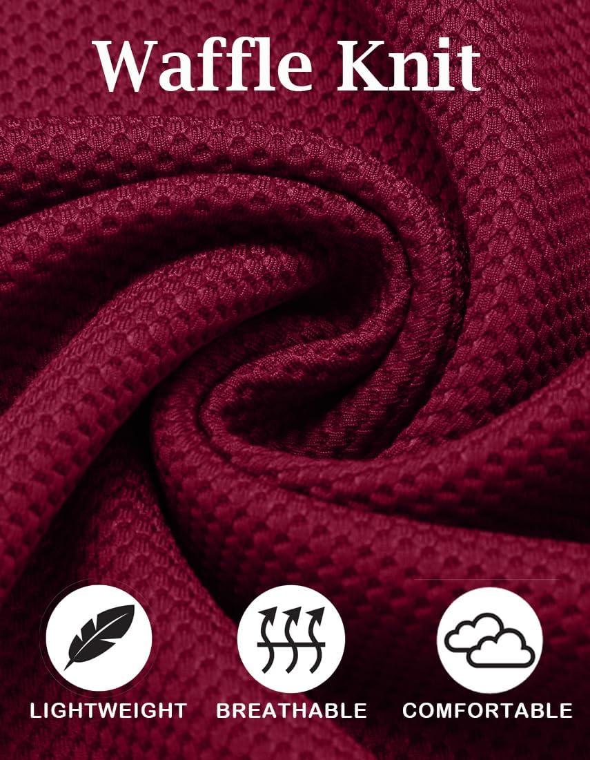 imageCOOFANDY Mens Hooded Sweatshirts Long Sleeve Casual Waffle Knit Pullover Hoodies with Kanga PocketWine Red