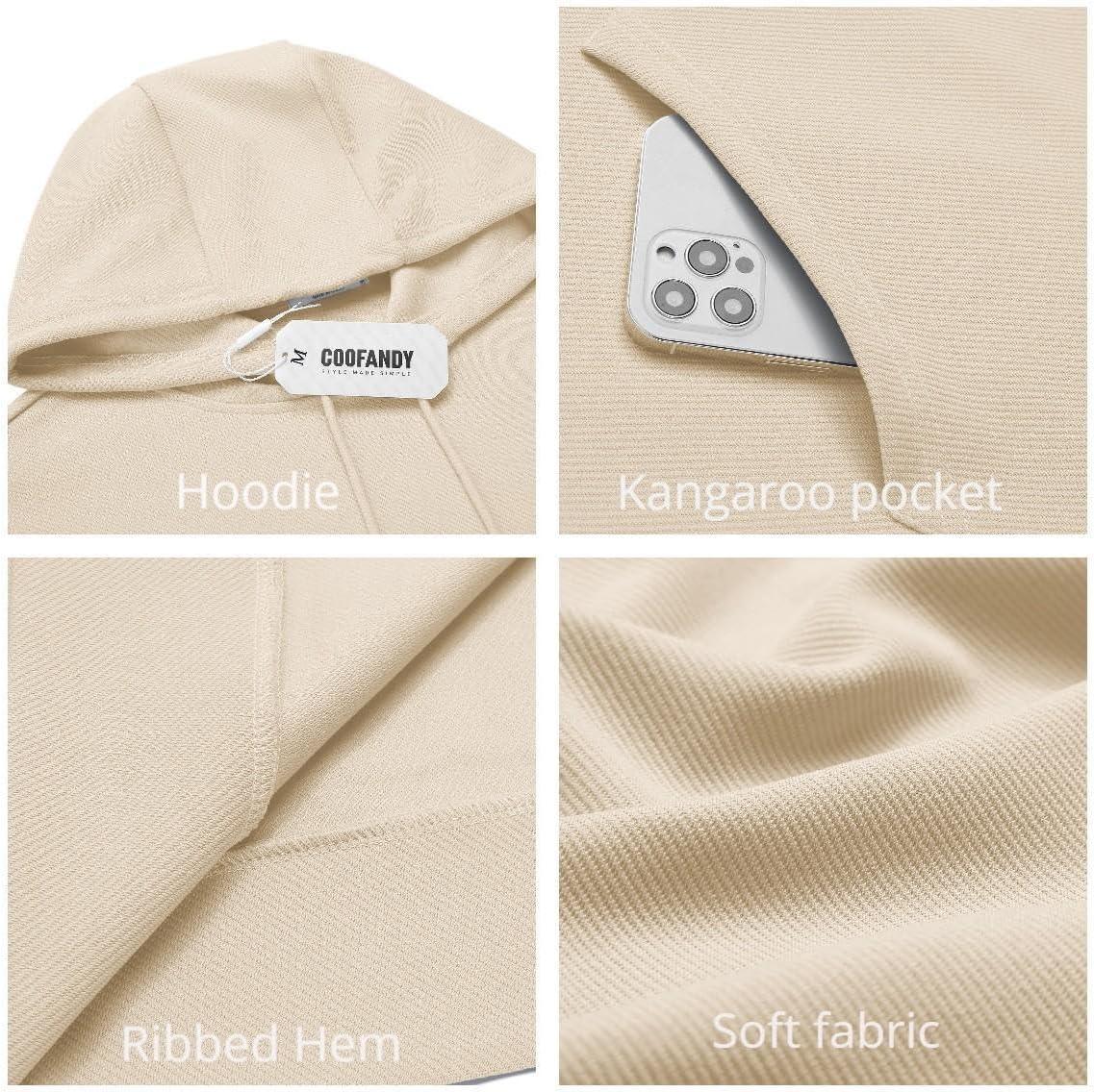 imageCOOFANDY Mens Hoodie Long Sleeve Casual Pullover Hooded Sweatshirt Fashion Drawstring Hoodies with PocketBeige