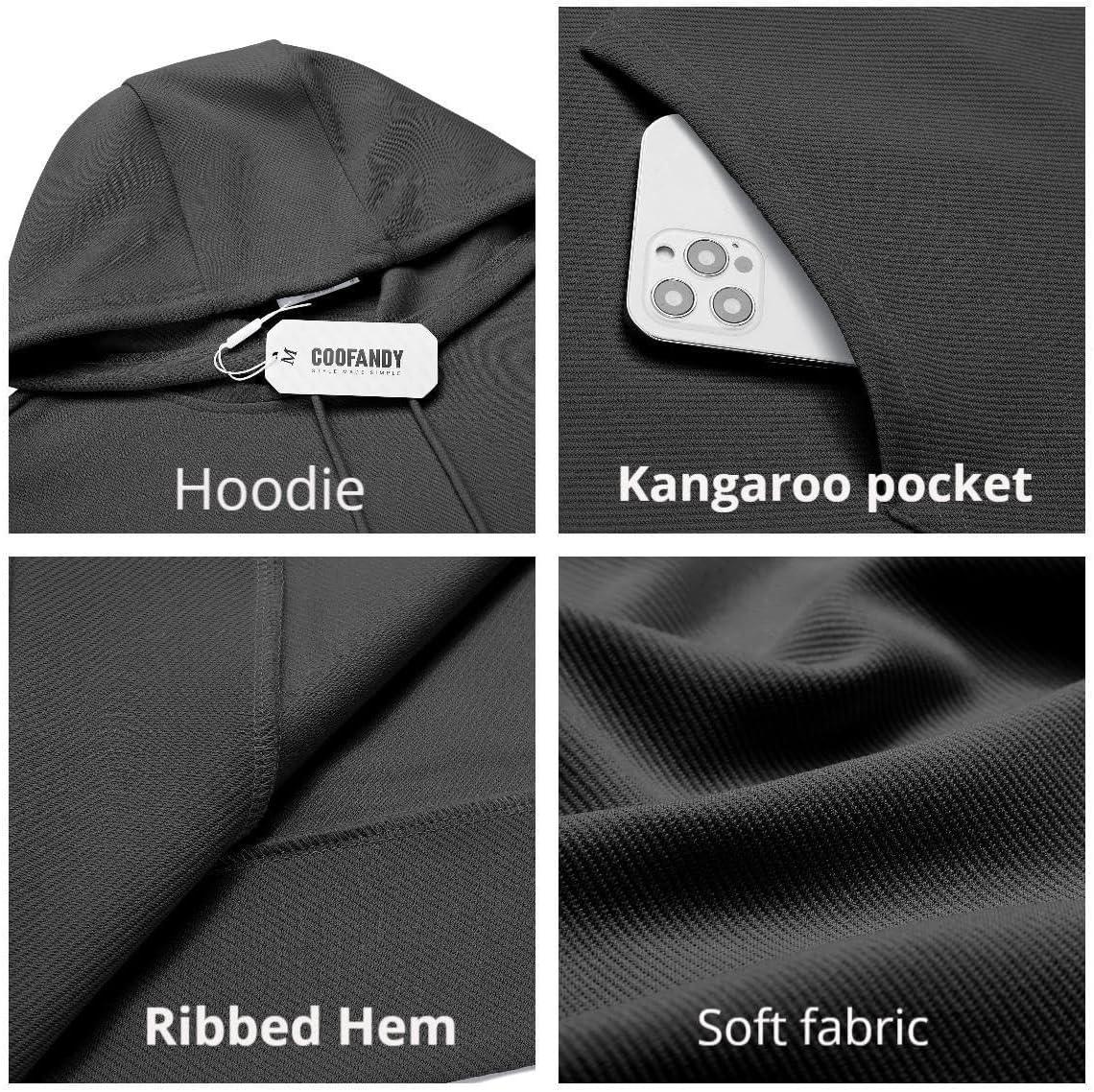 imageCOOFANDY Mens Hoodie Long Sleeve Casual Pullover Hooded Sweatshirt Fashion Drawstring Hoodies with PocketDark Grey