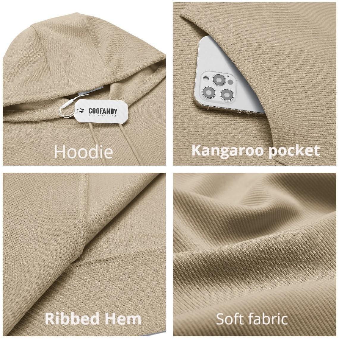 imageCOOFANDY Mens Hoodie Long Sleeve Casual Pullover Hooded Sweatshirt Fashion Drawstring Hoodies with PocketKhaki