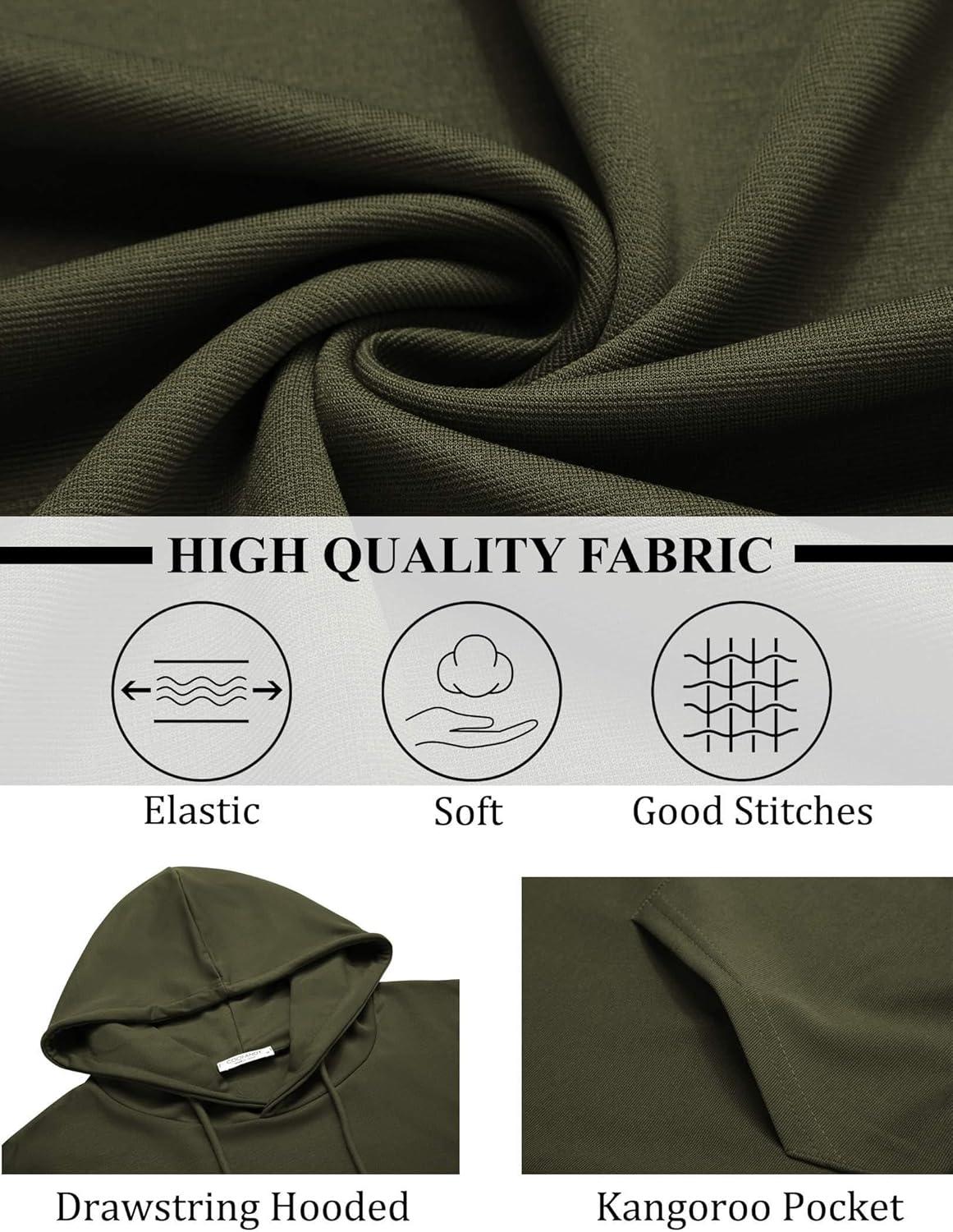 imageCOOFANDY Mens Hoodie Long Sleeve Hooded Pullover Casual Fashion Sweatshirts Drawstring Gym Hooded with Kanga PocketArmy Green