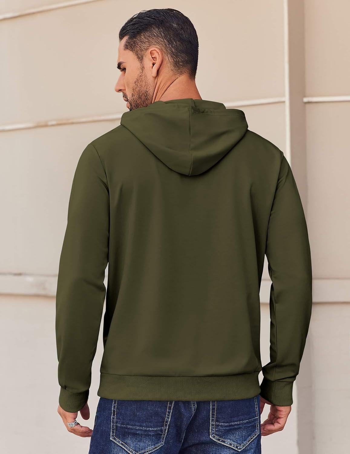 imageCOOFANDY Mens Hoodie Long Sleeve Hooded Pullover Casual Fashion Sweatshirts Drawstring Gym Hooded with Kanga PocketArmy Green